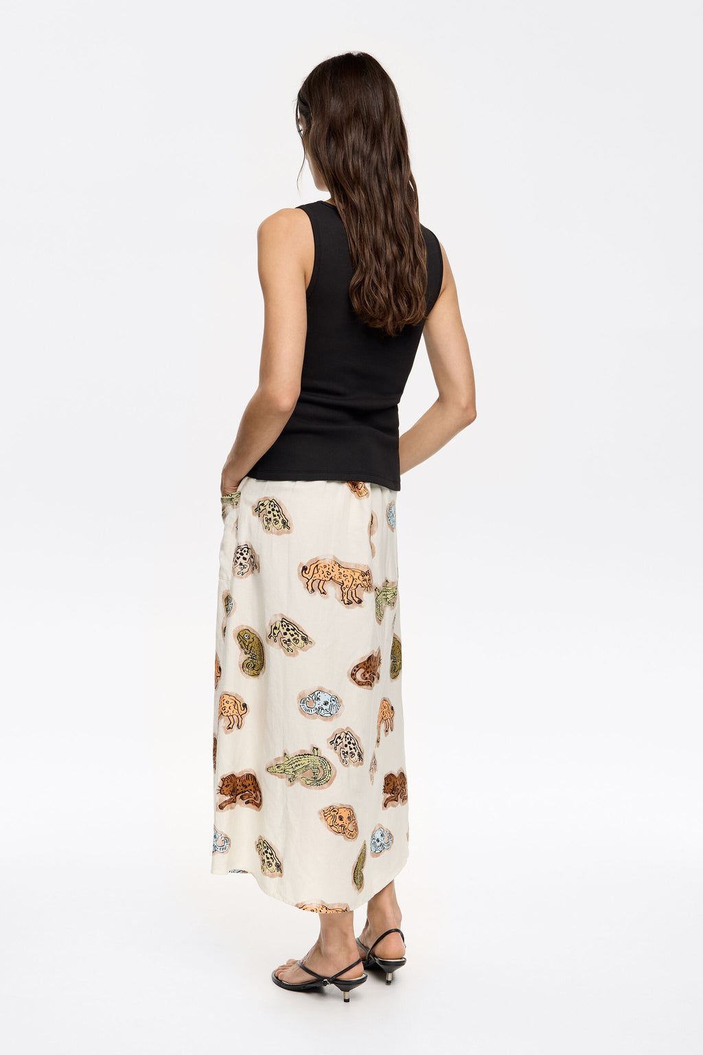 Brown Jungle Community linen A-line skirt