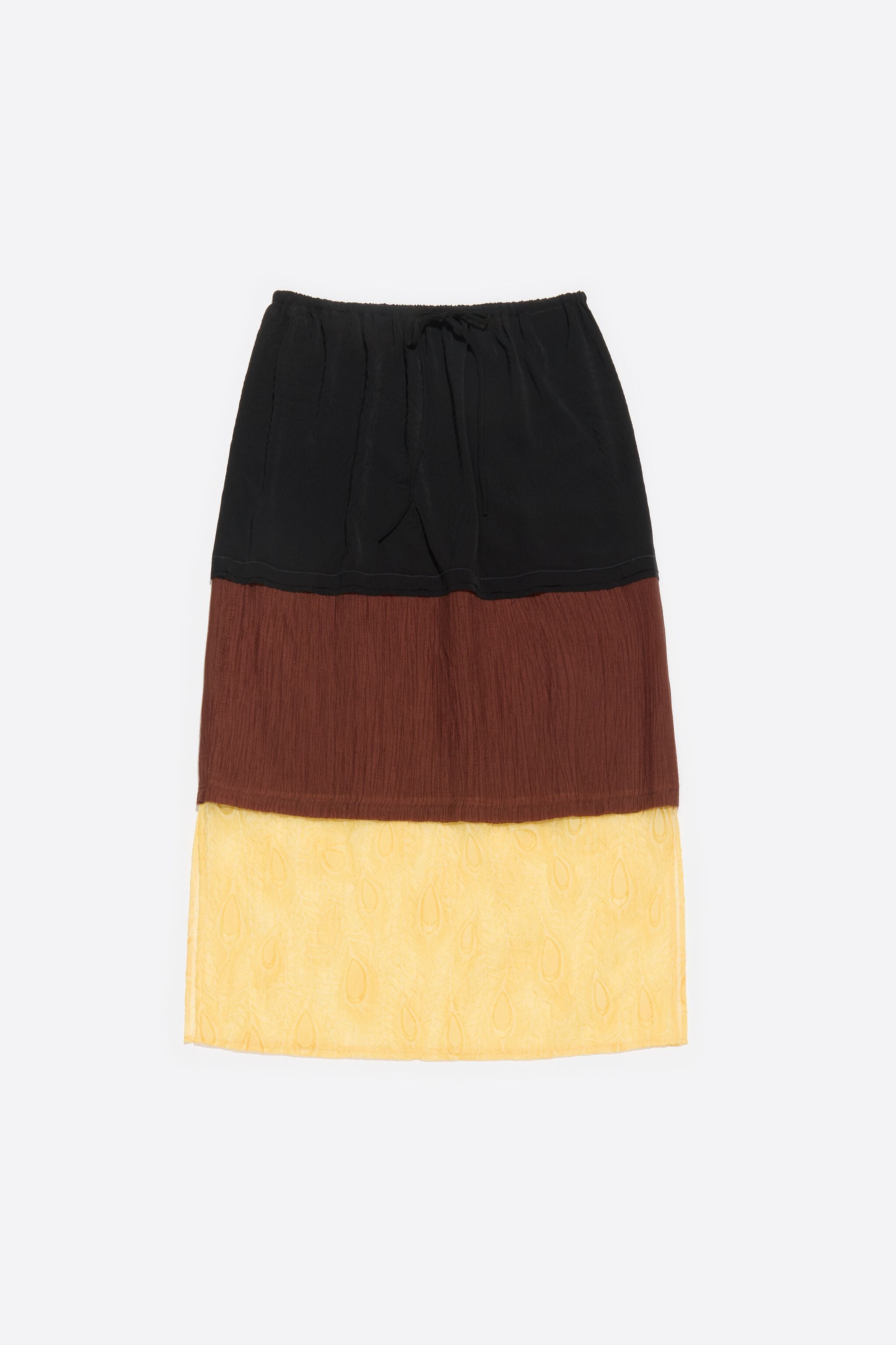 Three-tone straight midi skirt
