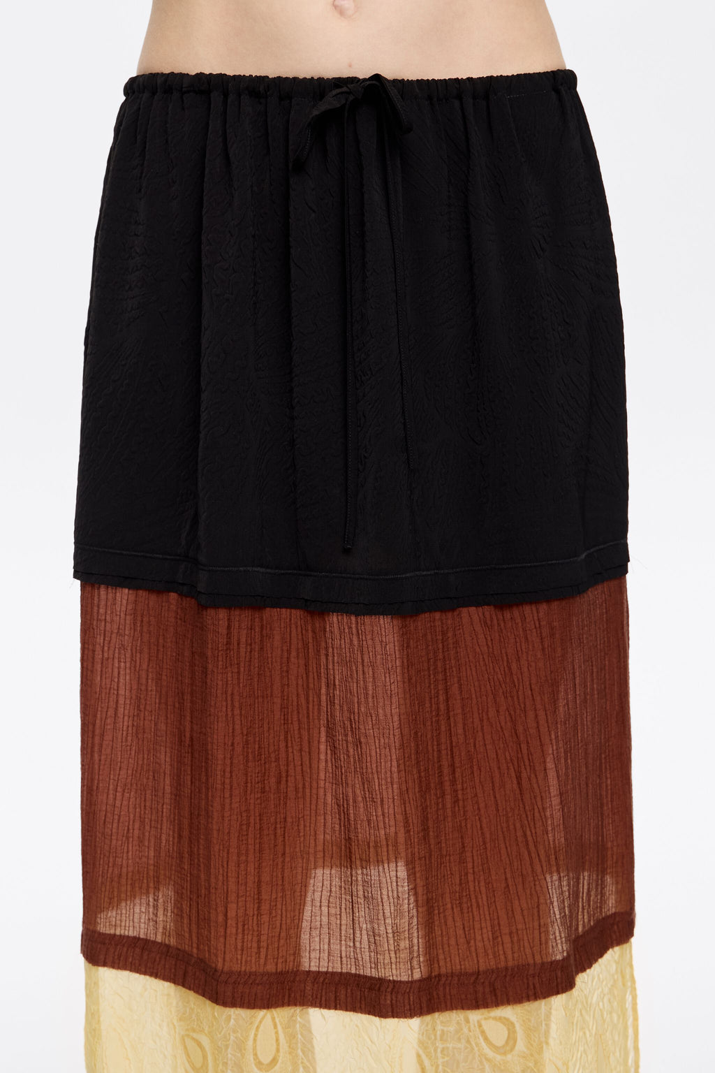Three-tone straight midi skirt