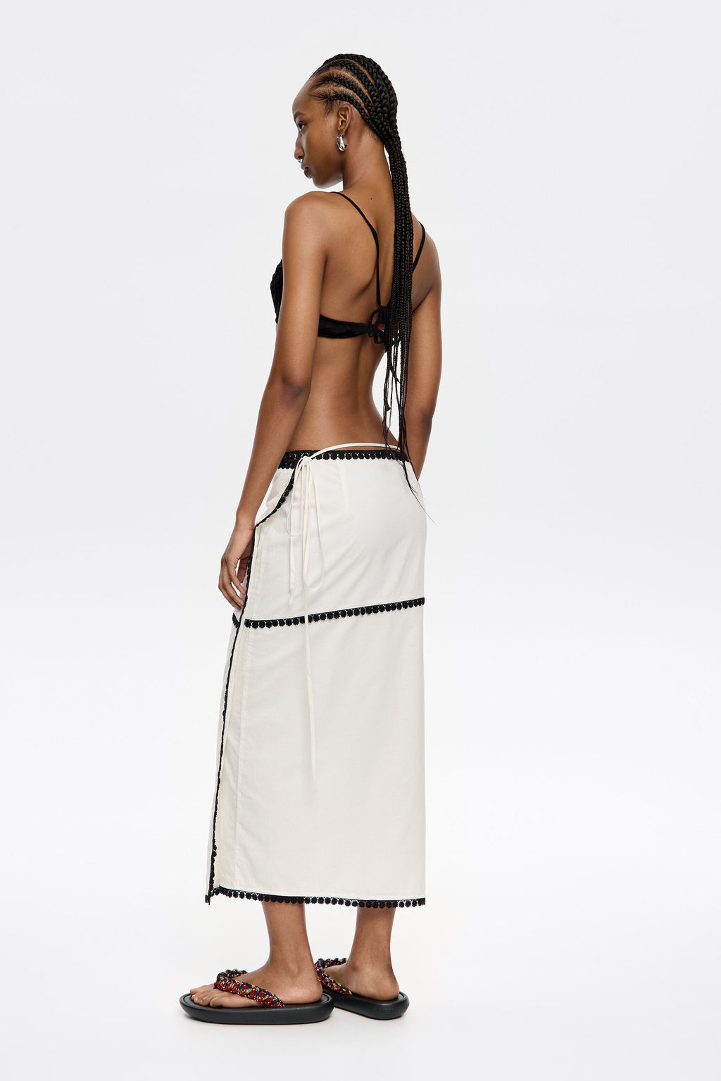 White wrap skirt with raised embroidery