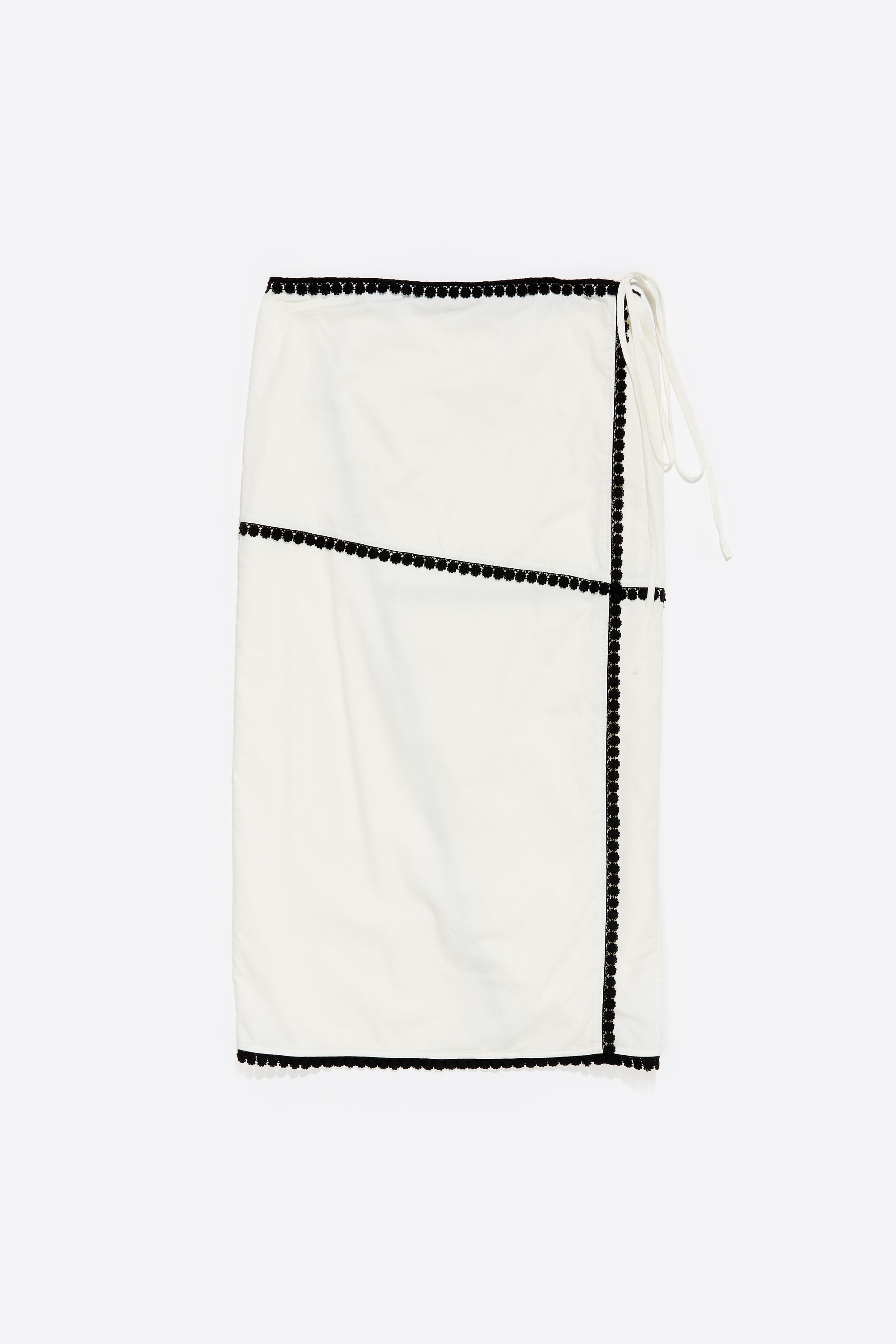White wrap skirt with raised embroidery