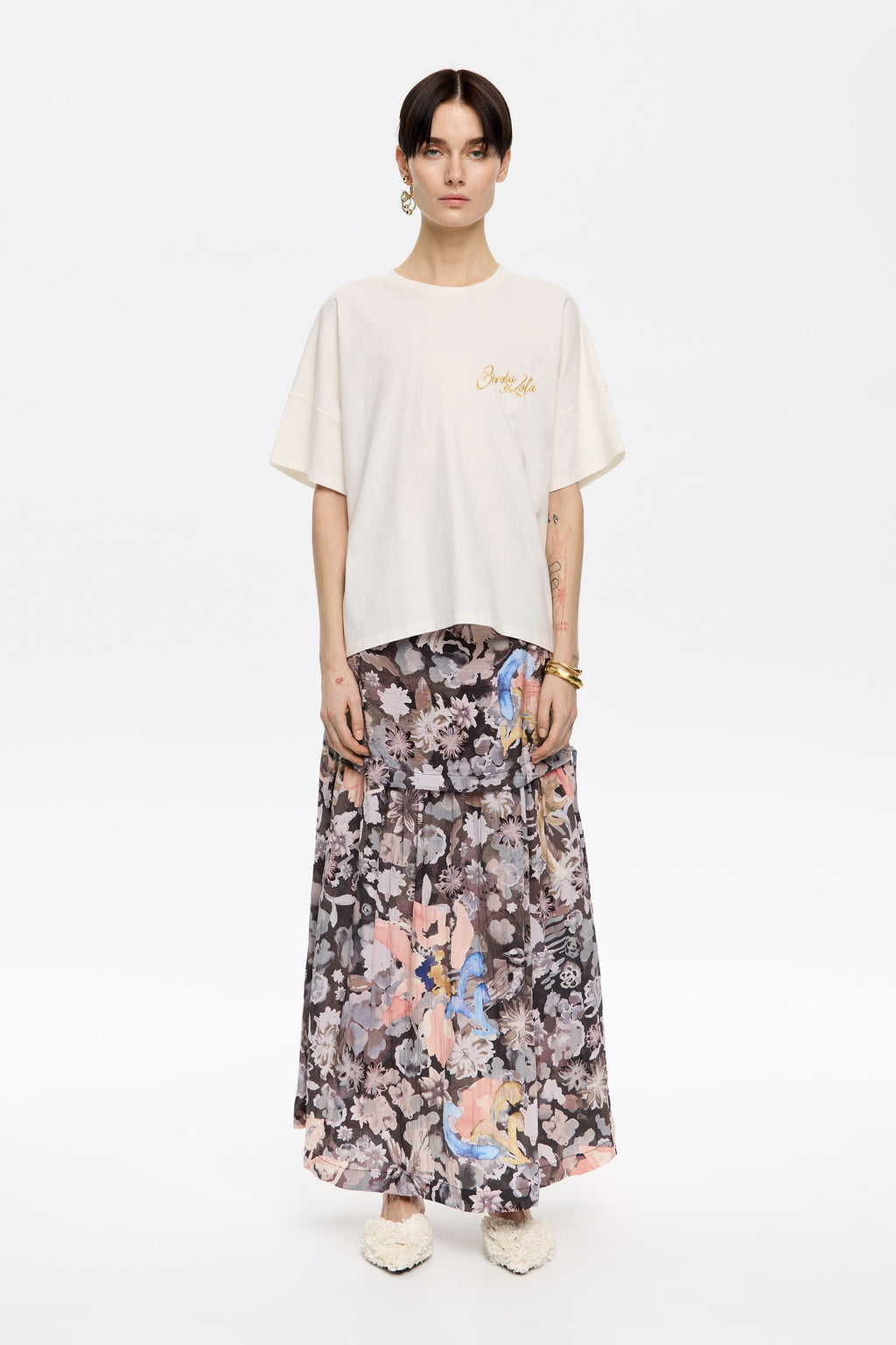 Khaki Gazania adjustable A-line skirt