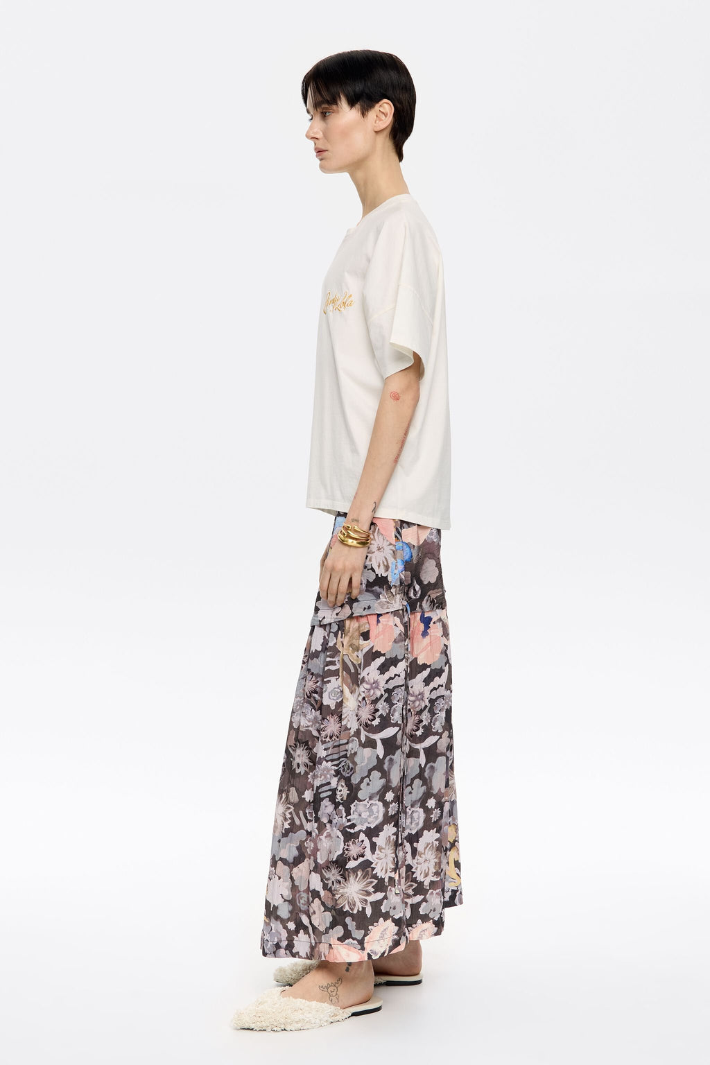 Khaki Gazania adjustable A-line skirt