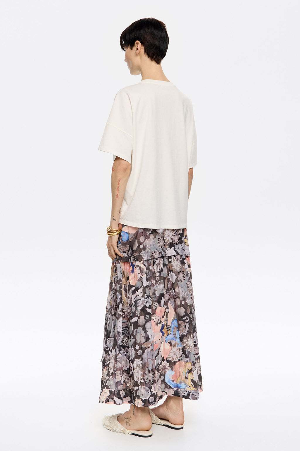 Khaki Gazania adjustable A-line skirt