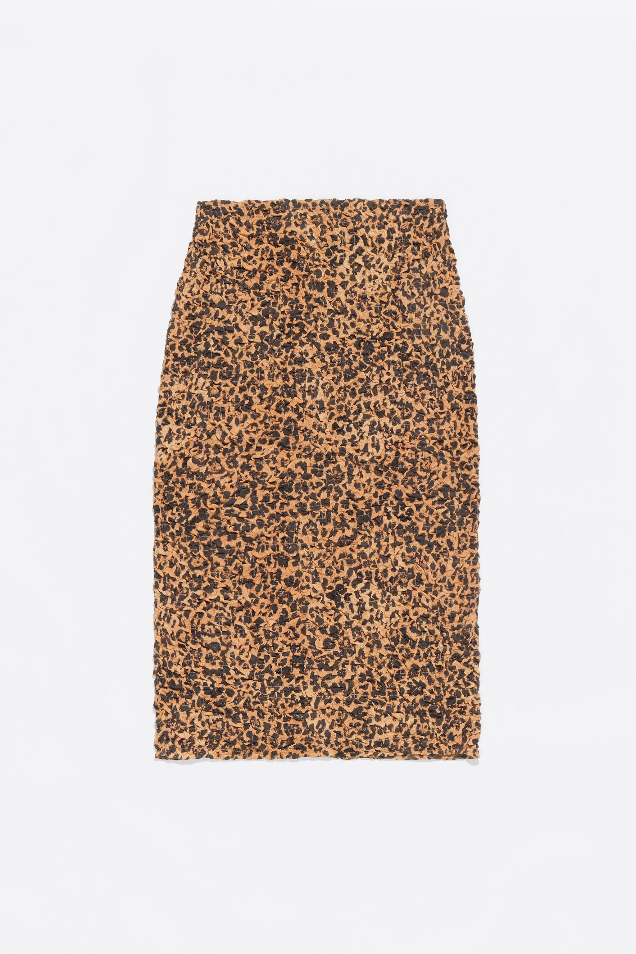 Beige Leopard straight gathered skirt