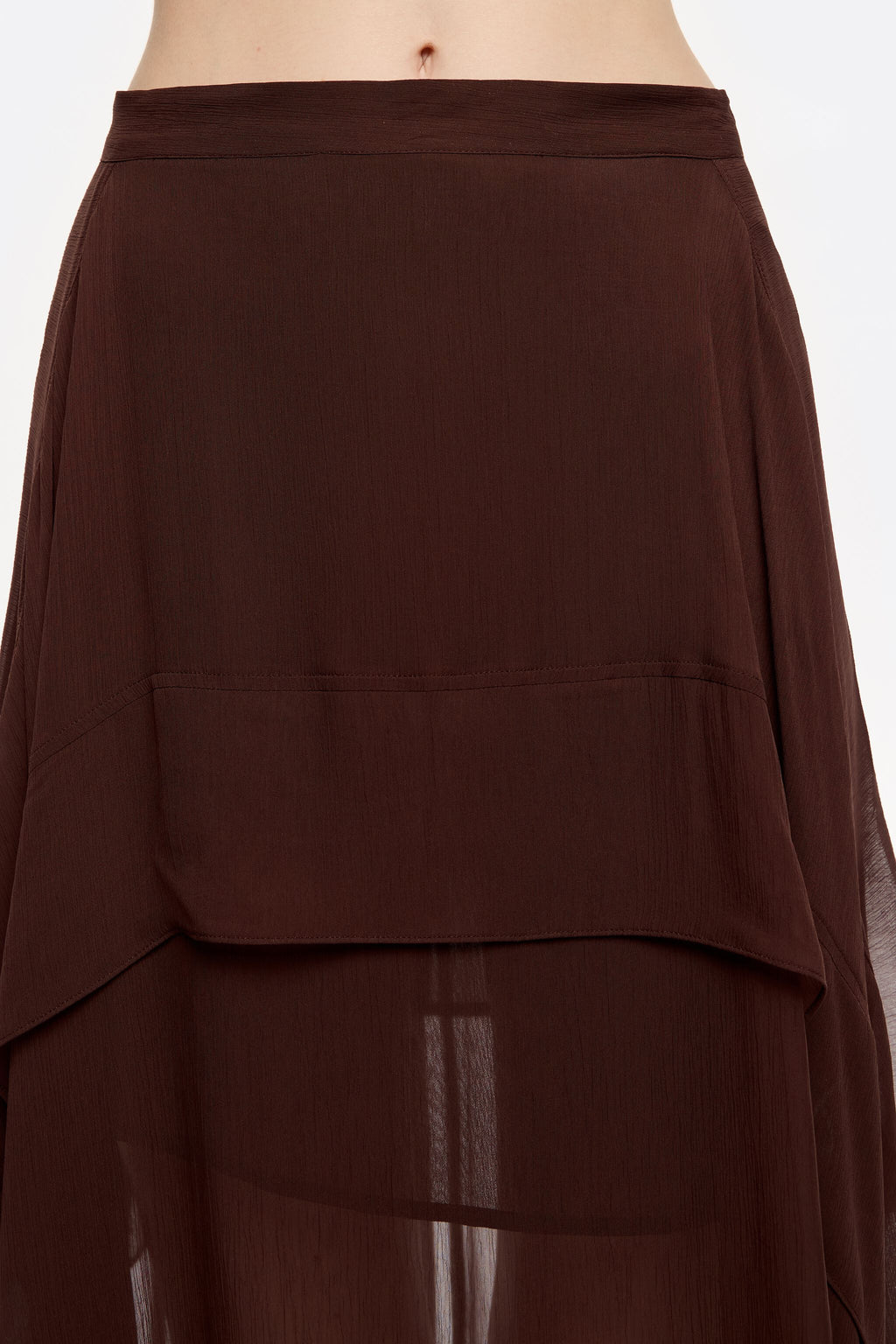 Brown fluid asymmetric skirt