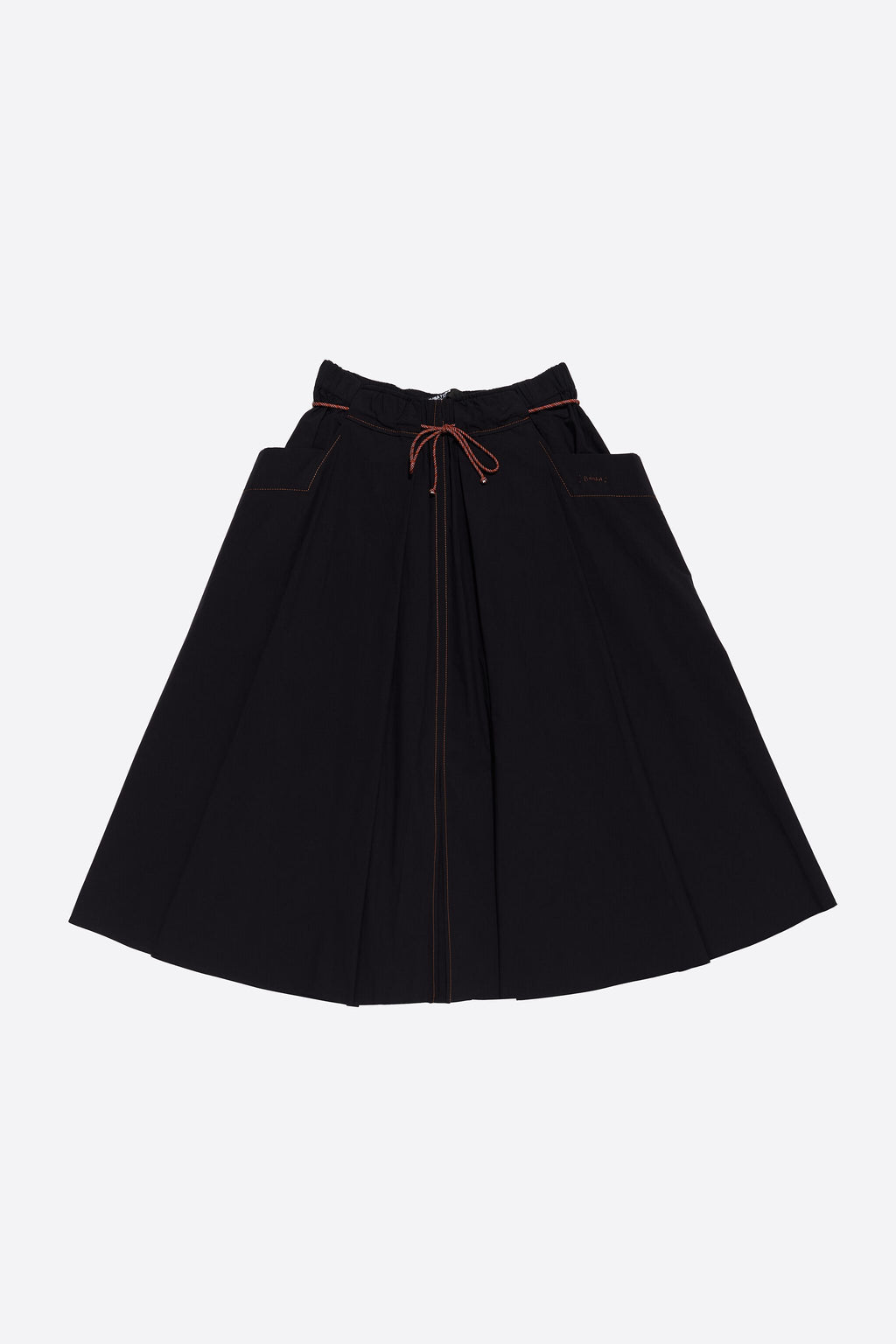 Black A-line midi skirt