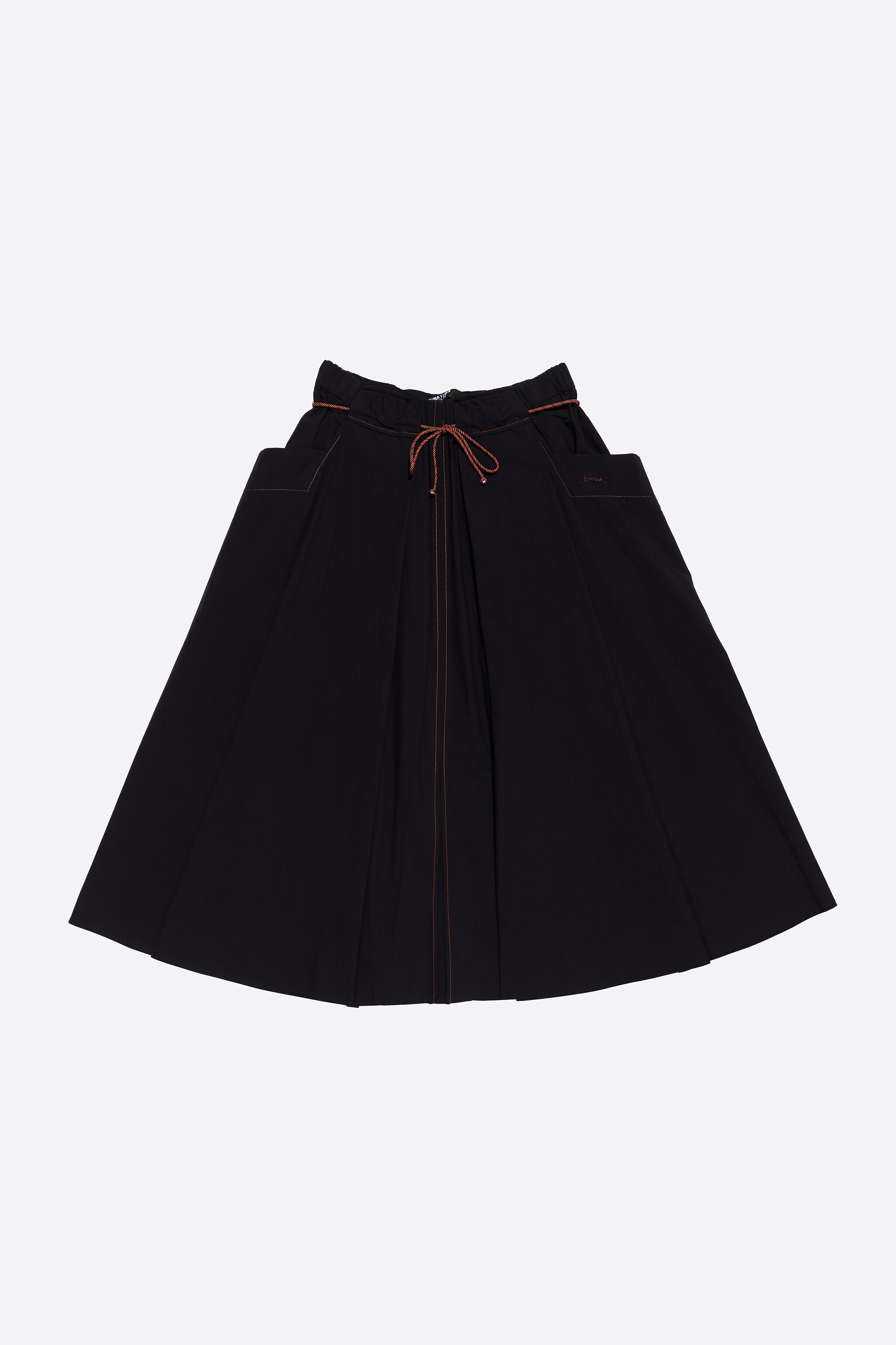 Black A-line midi skirt