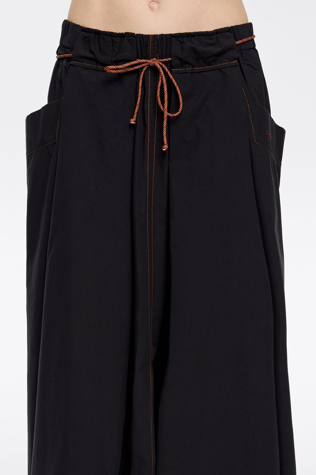 Black A-line midi skirt