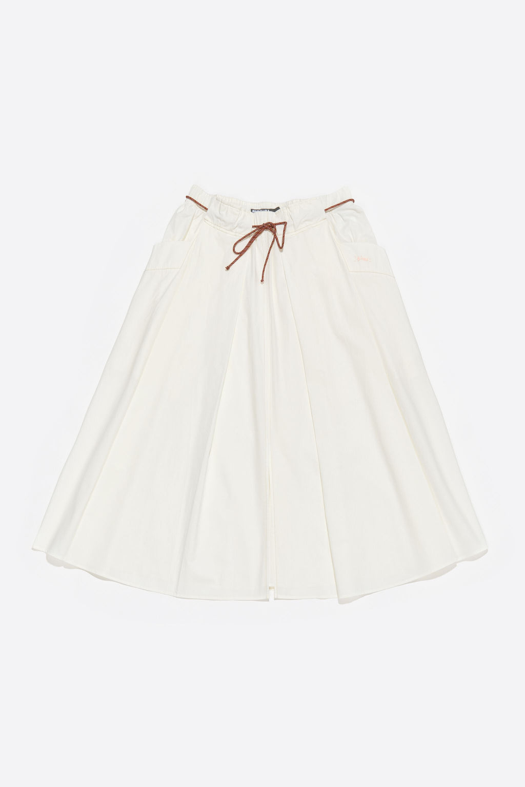 White A-line midi skirt