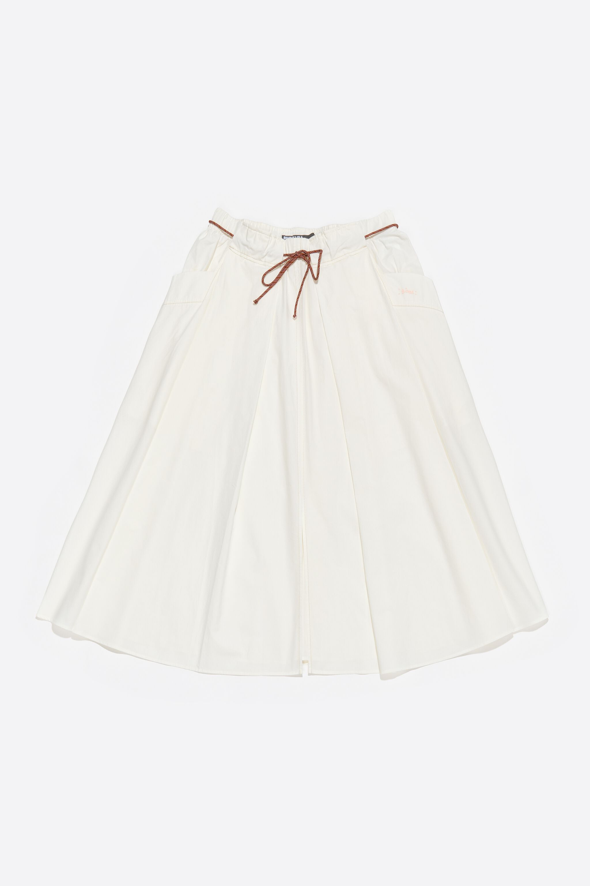White A-line midi skirt