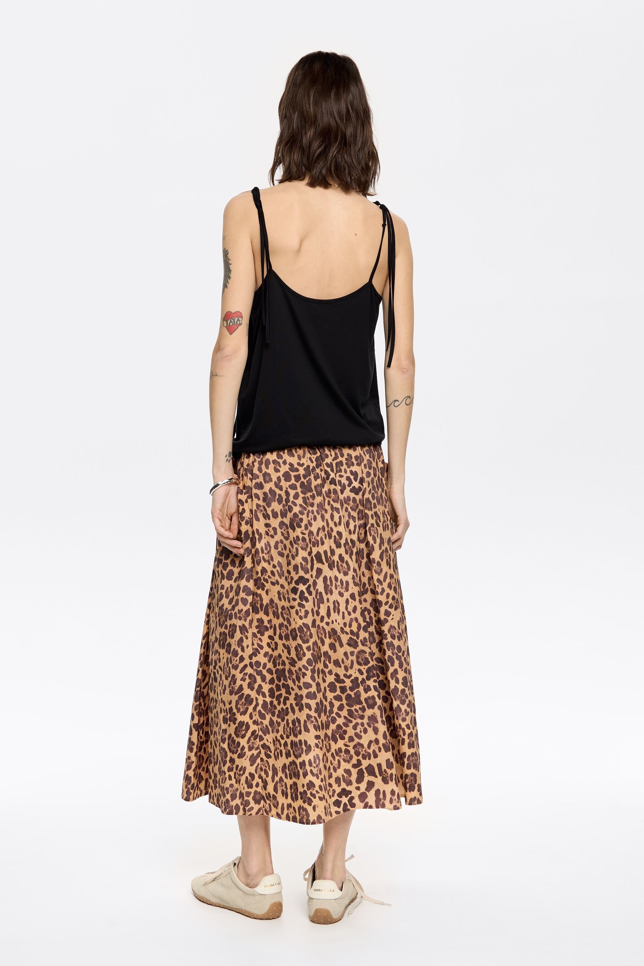 Beige Leopard A-line skirt