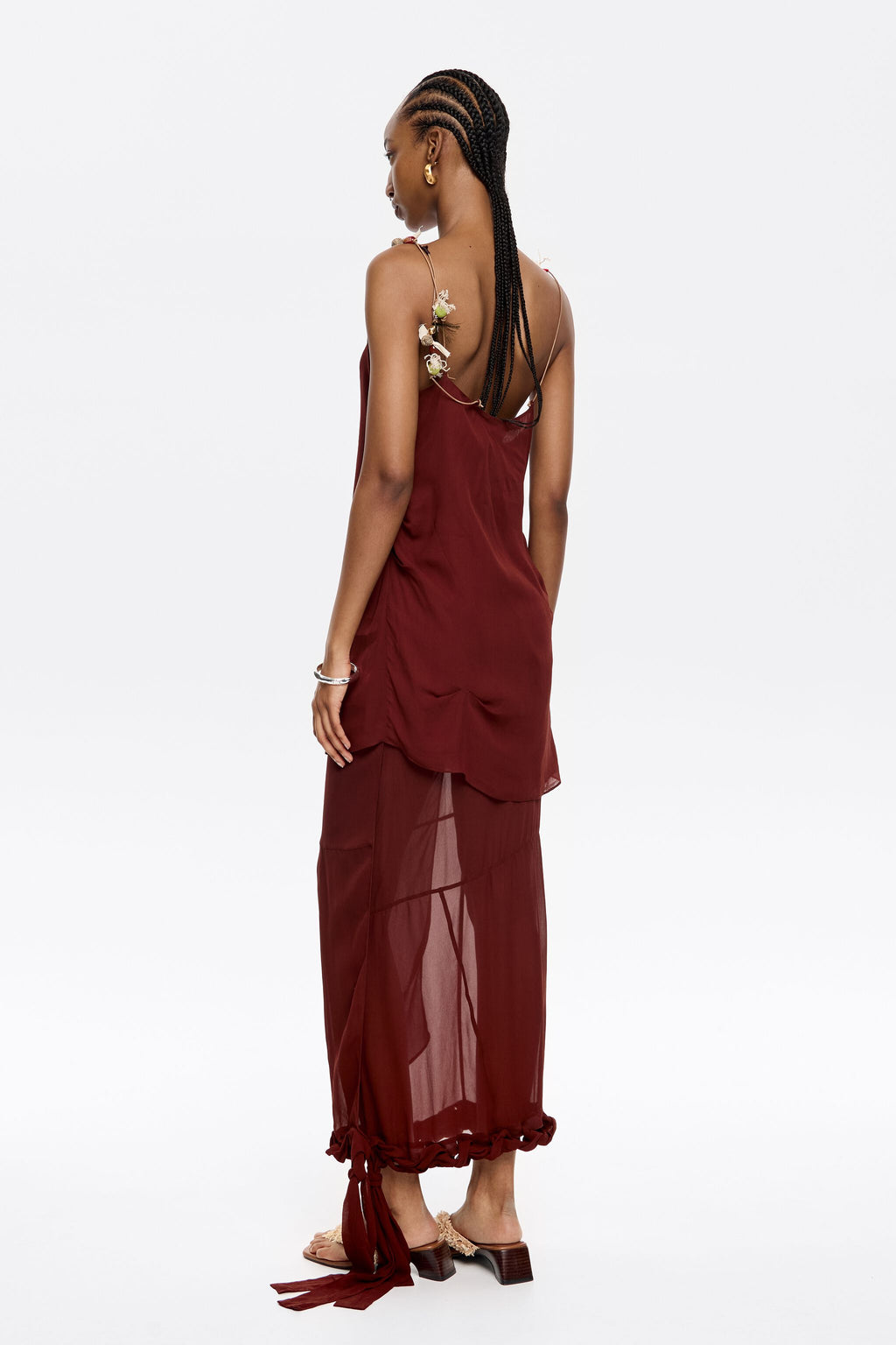 Brown viscose wrap midi skirt