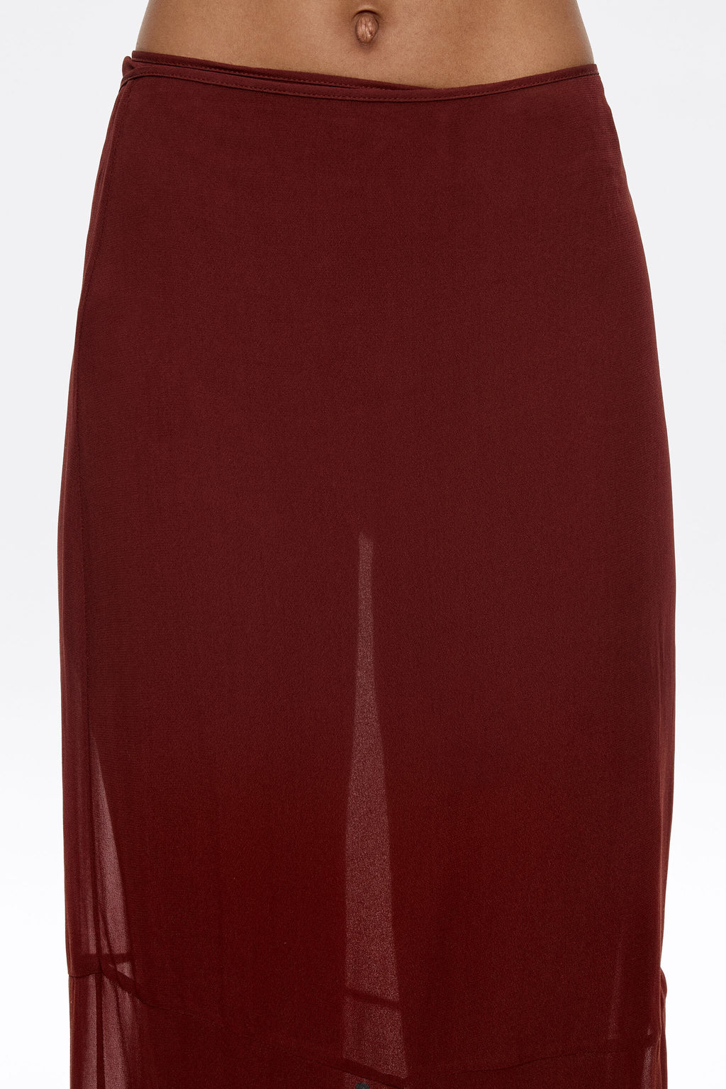 Brown viscose wrap midi skirt
