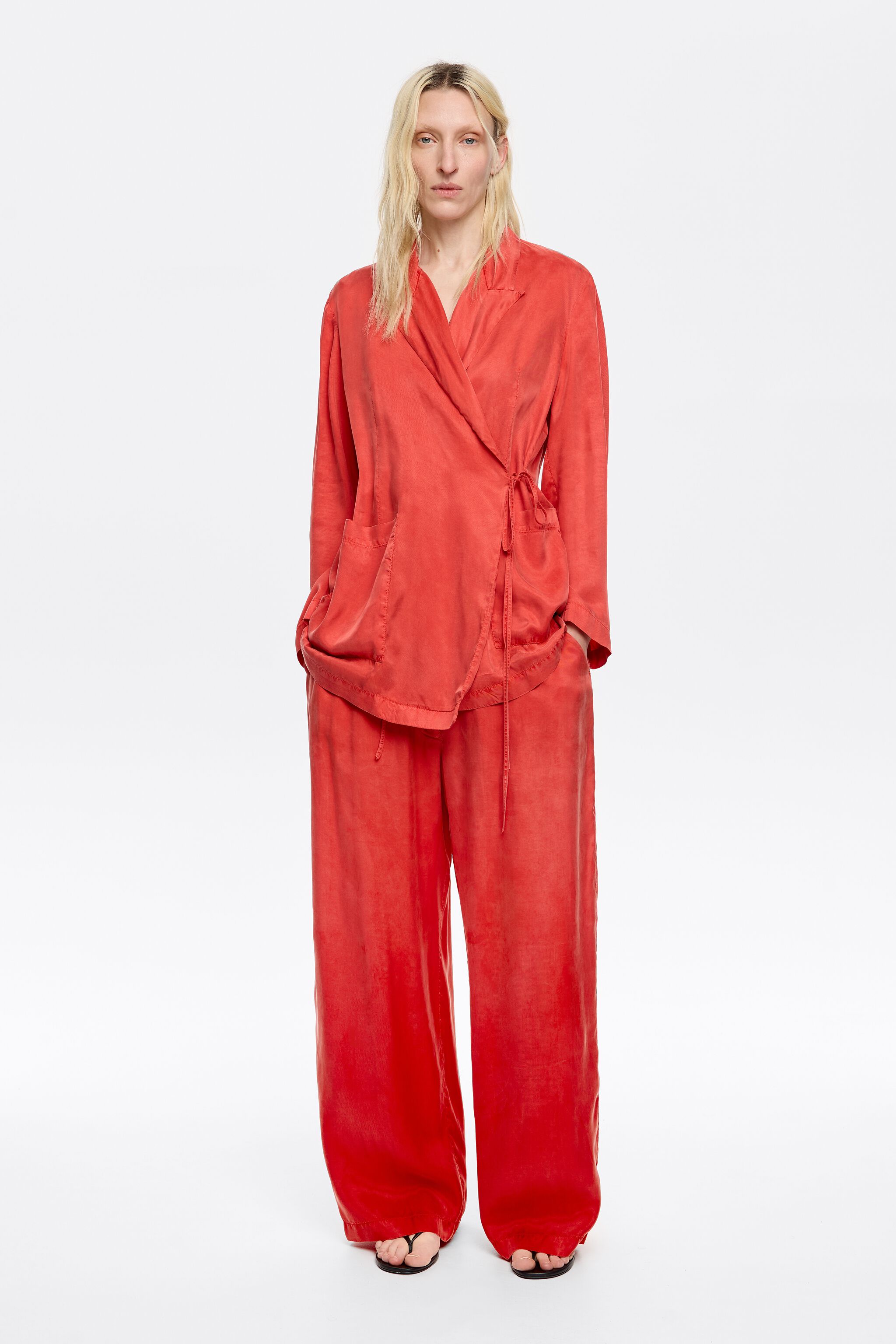 Red fluid jogger trousers