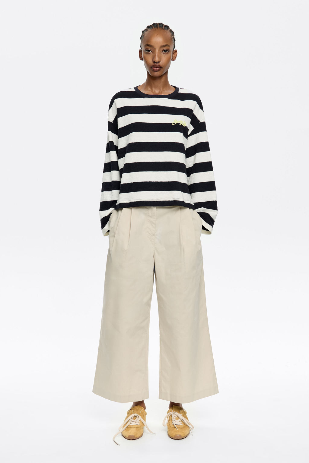 Stone darted ankle-length trousers