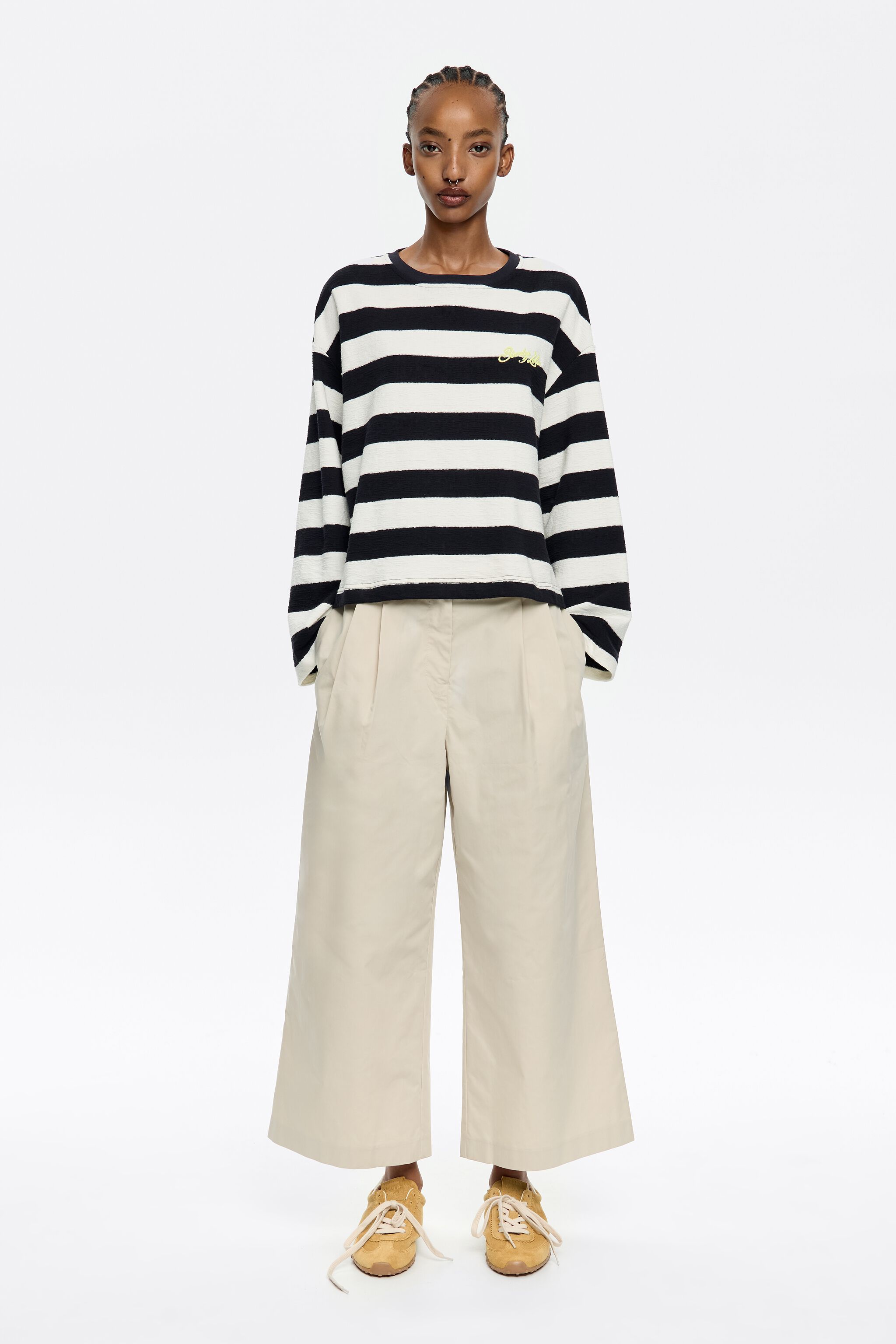 Stone darted ankle-length trousers