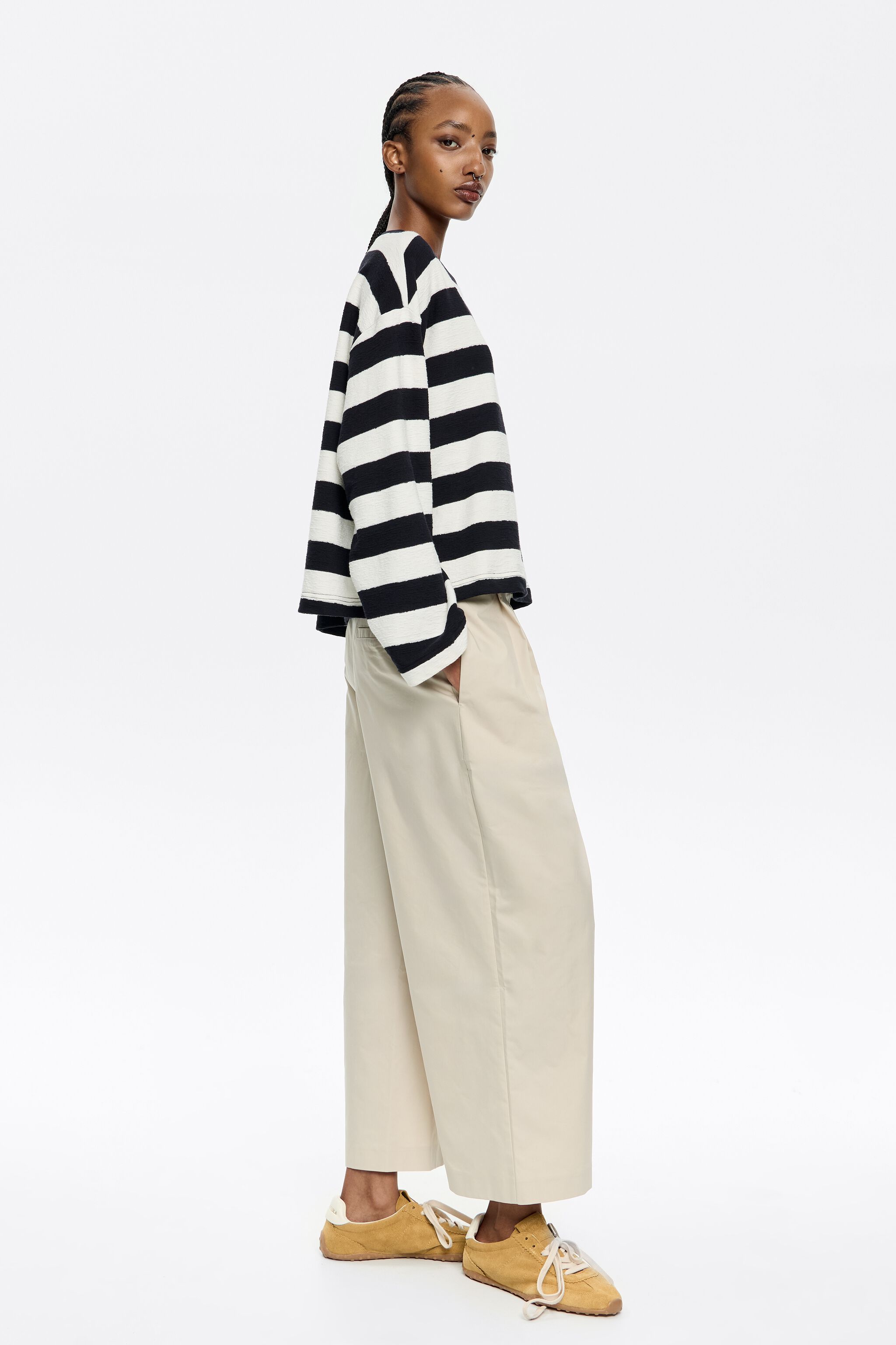 Stone darted ankle-length trousers