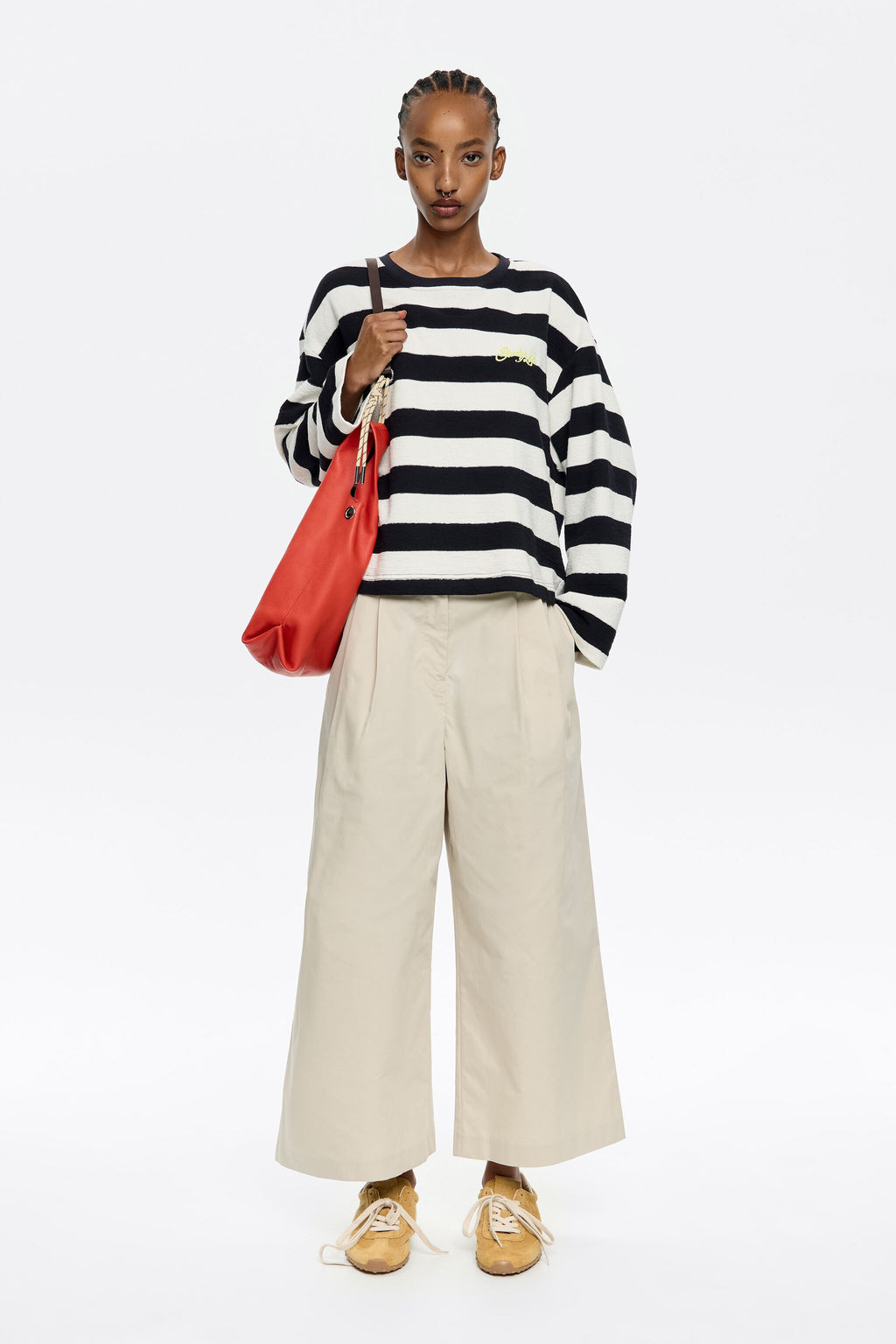 Stone darted ankle-length trousers