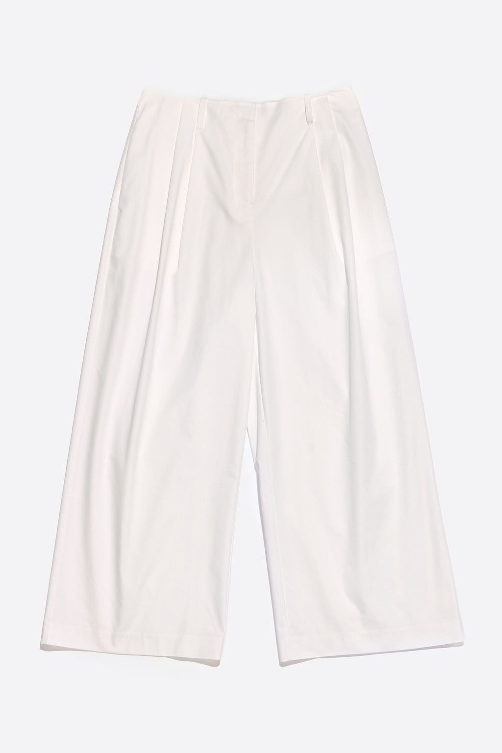 White darted ankle-length trousers