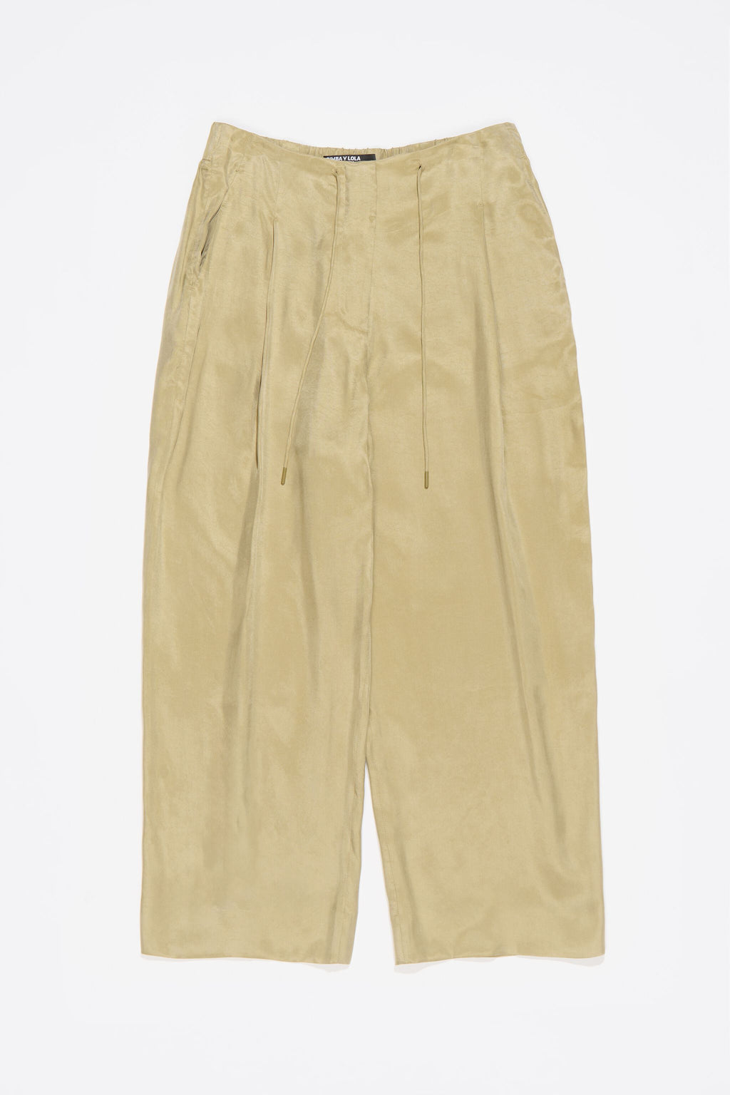 Light khaki fluid darted trousers