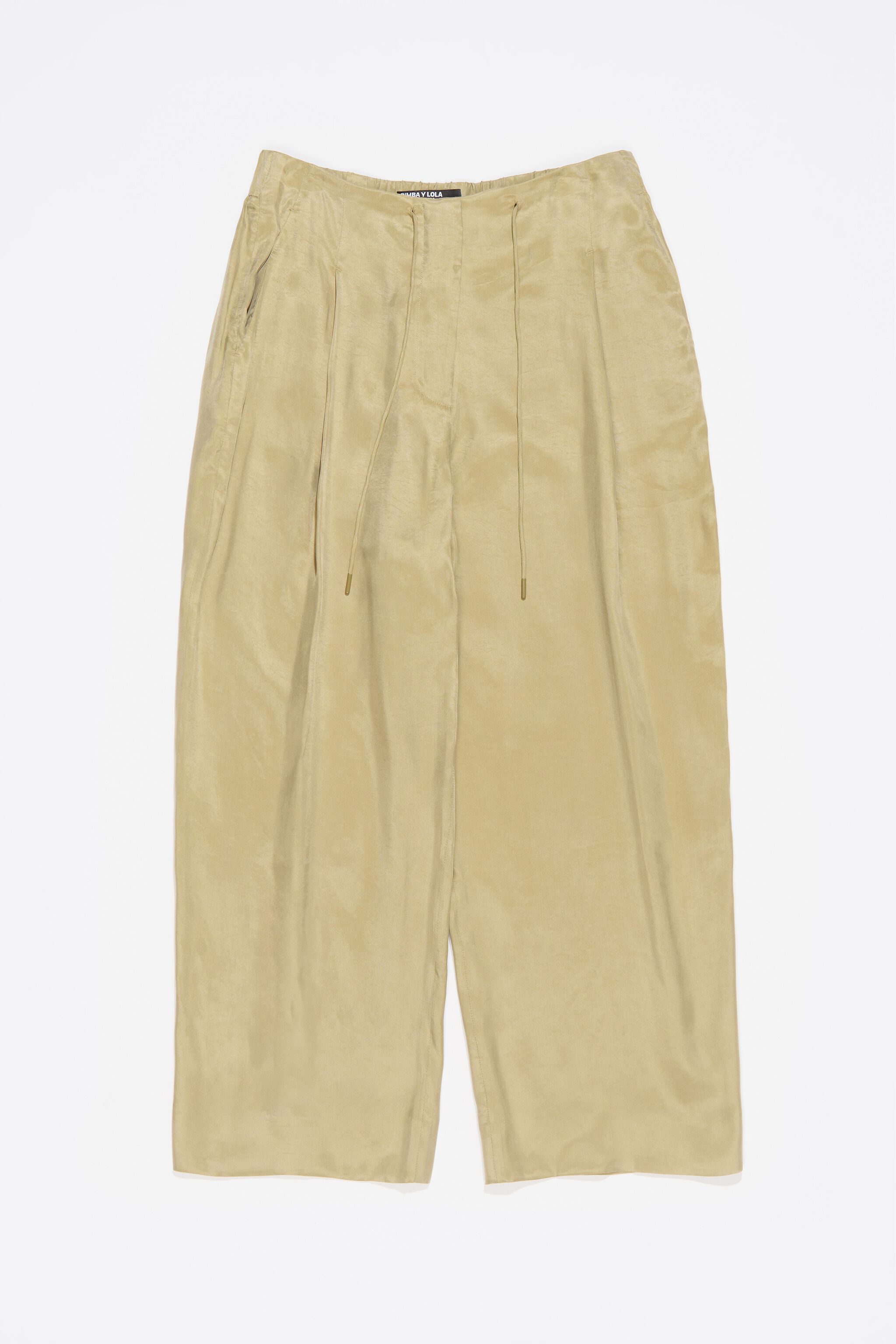 Light khaki fluid darted trousers