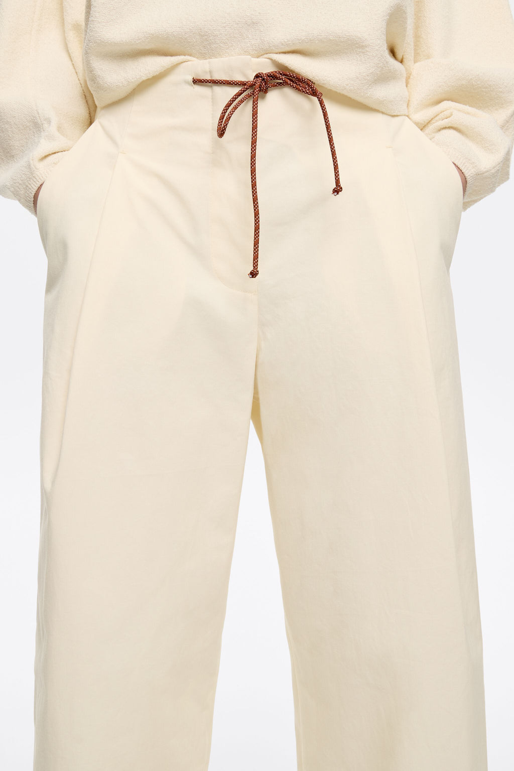 Vanilla cotton darted trousers