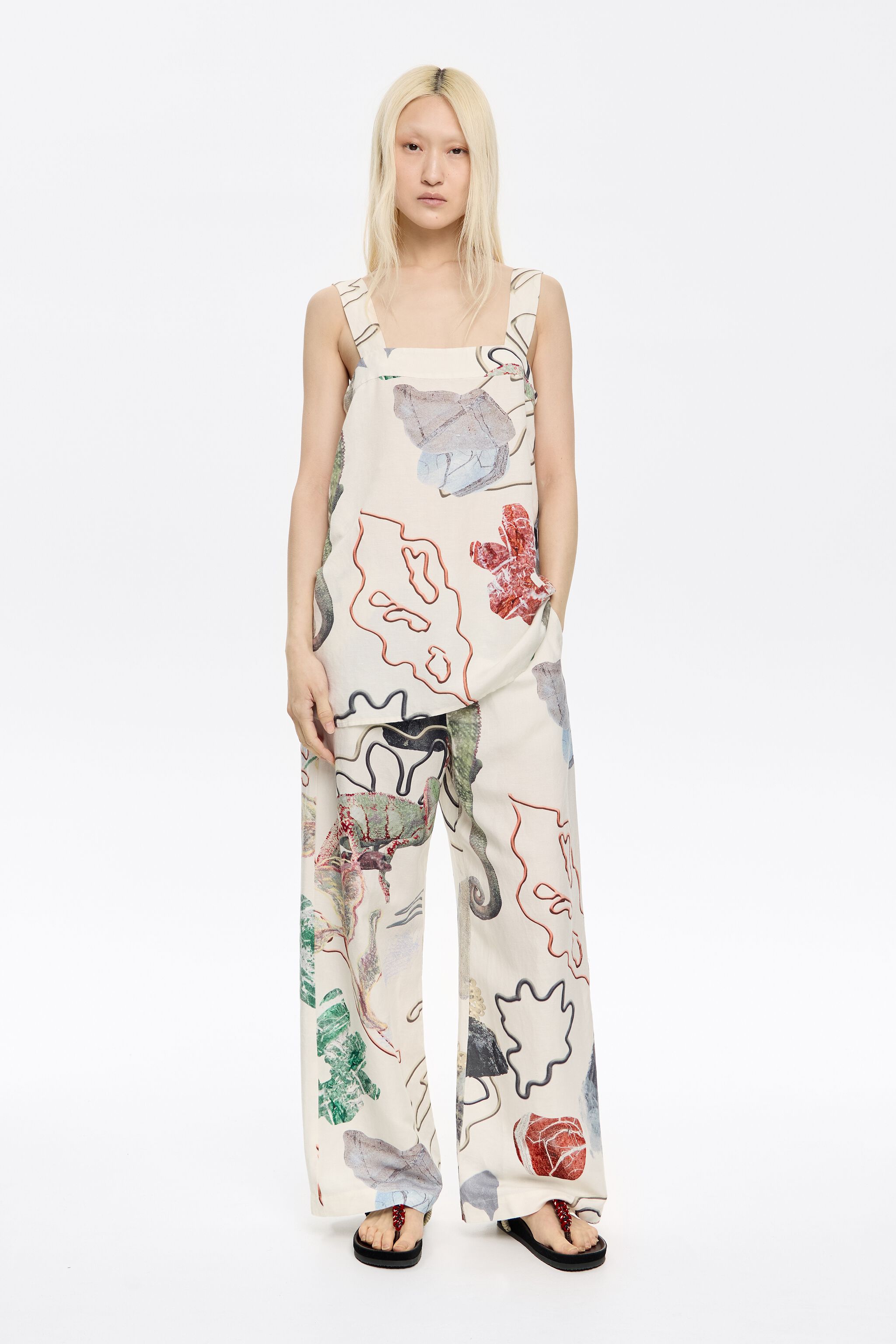 Ivory Chameleon linen jogger trousers