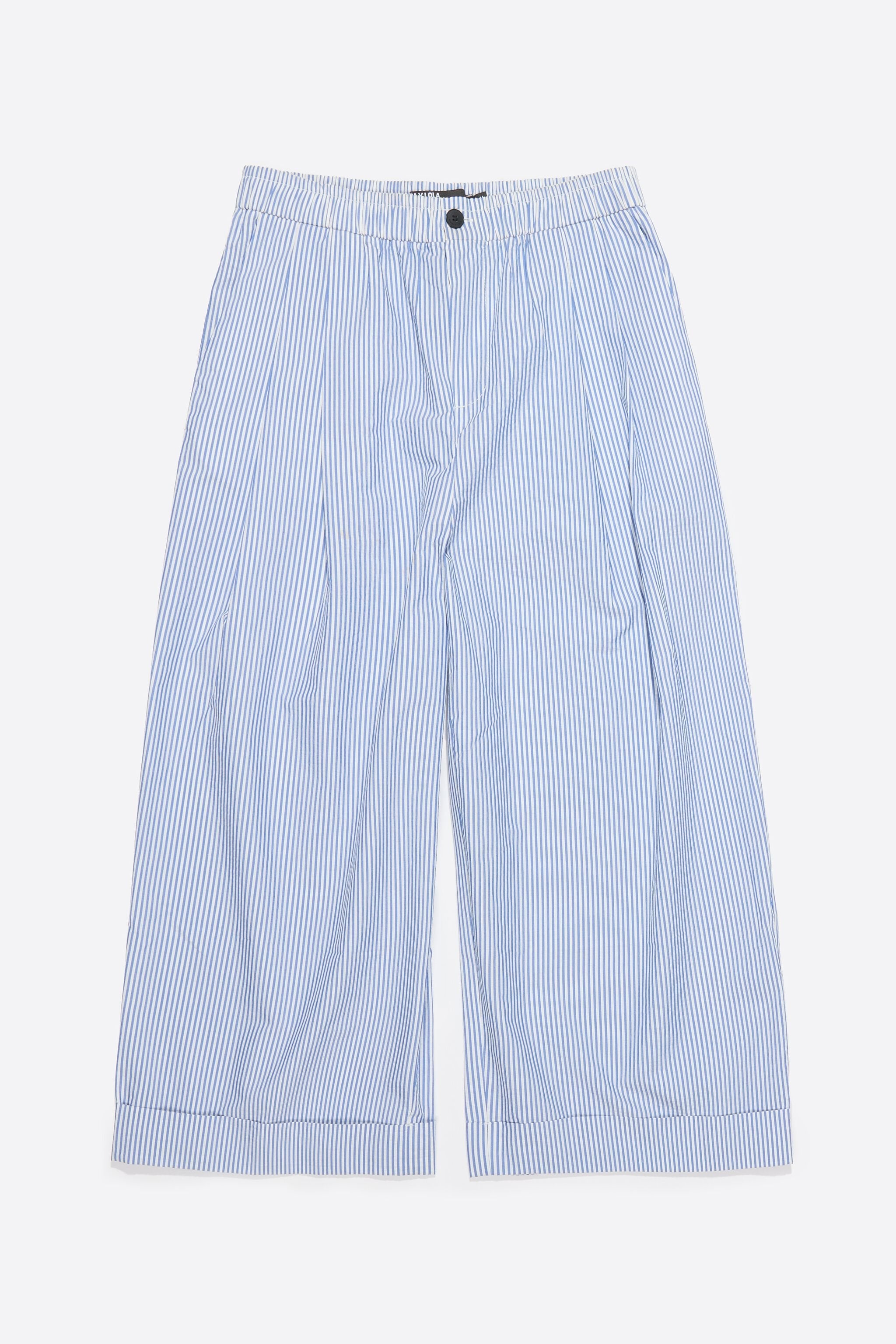 Blue striped darted trousers