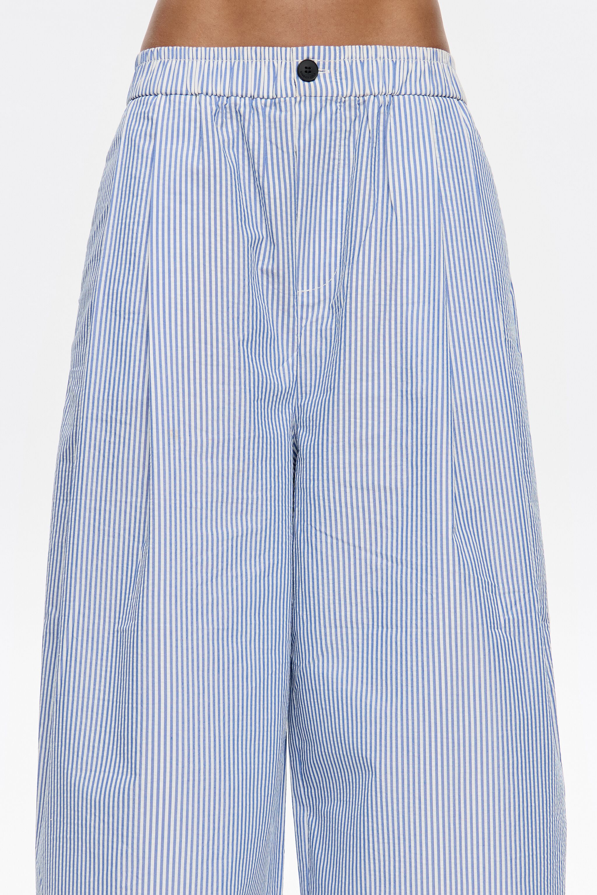 Blue striped darted trousers
