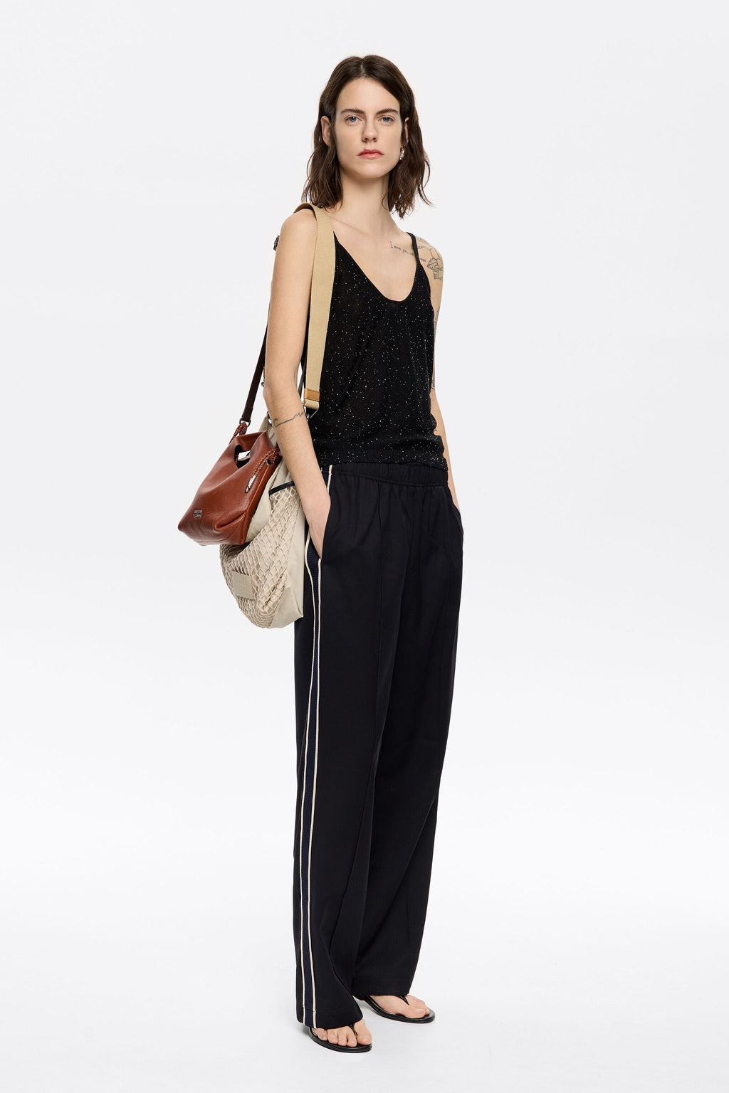 Black side tape jogger trousers