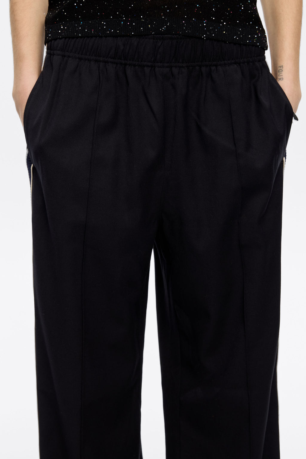 Black side tape jogger trousers