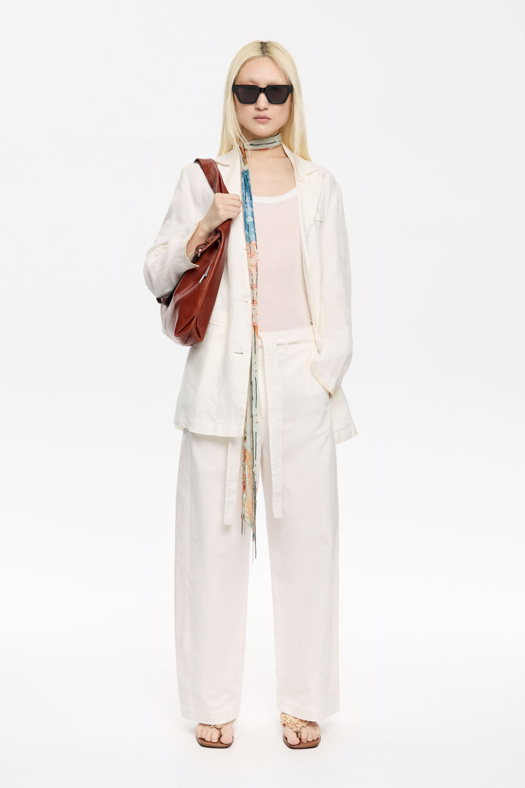 Ivory linen barrel trousers