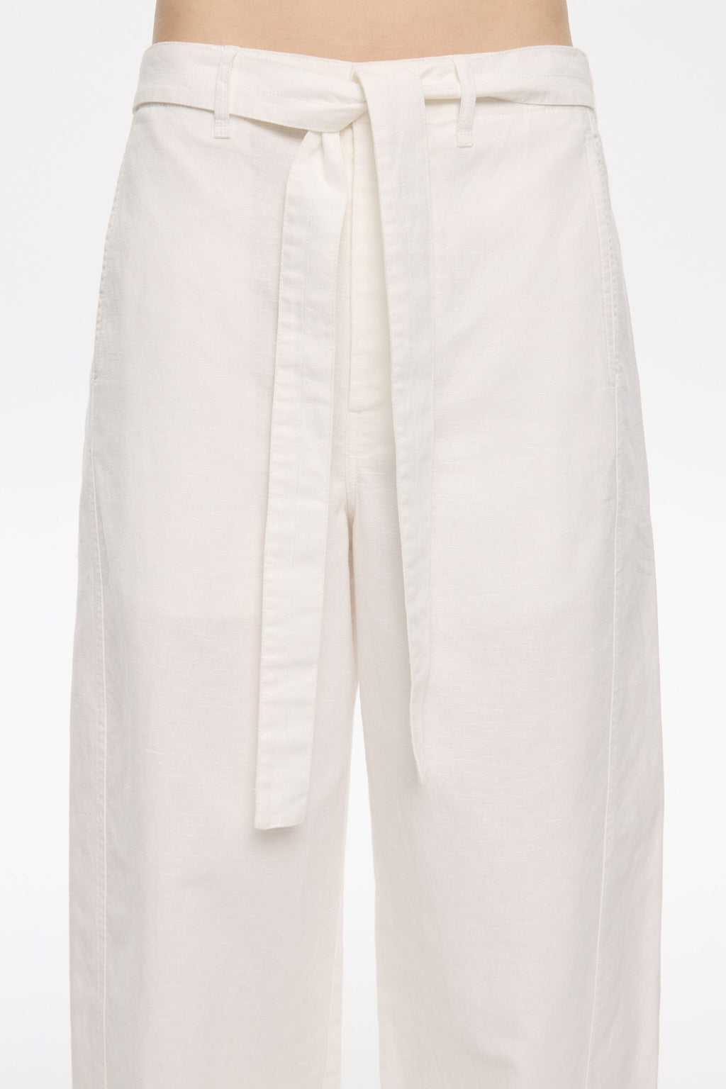 Ivory linen barrel trousers