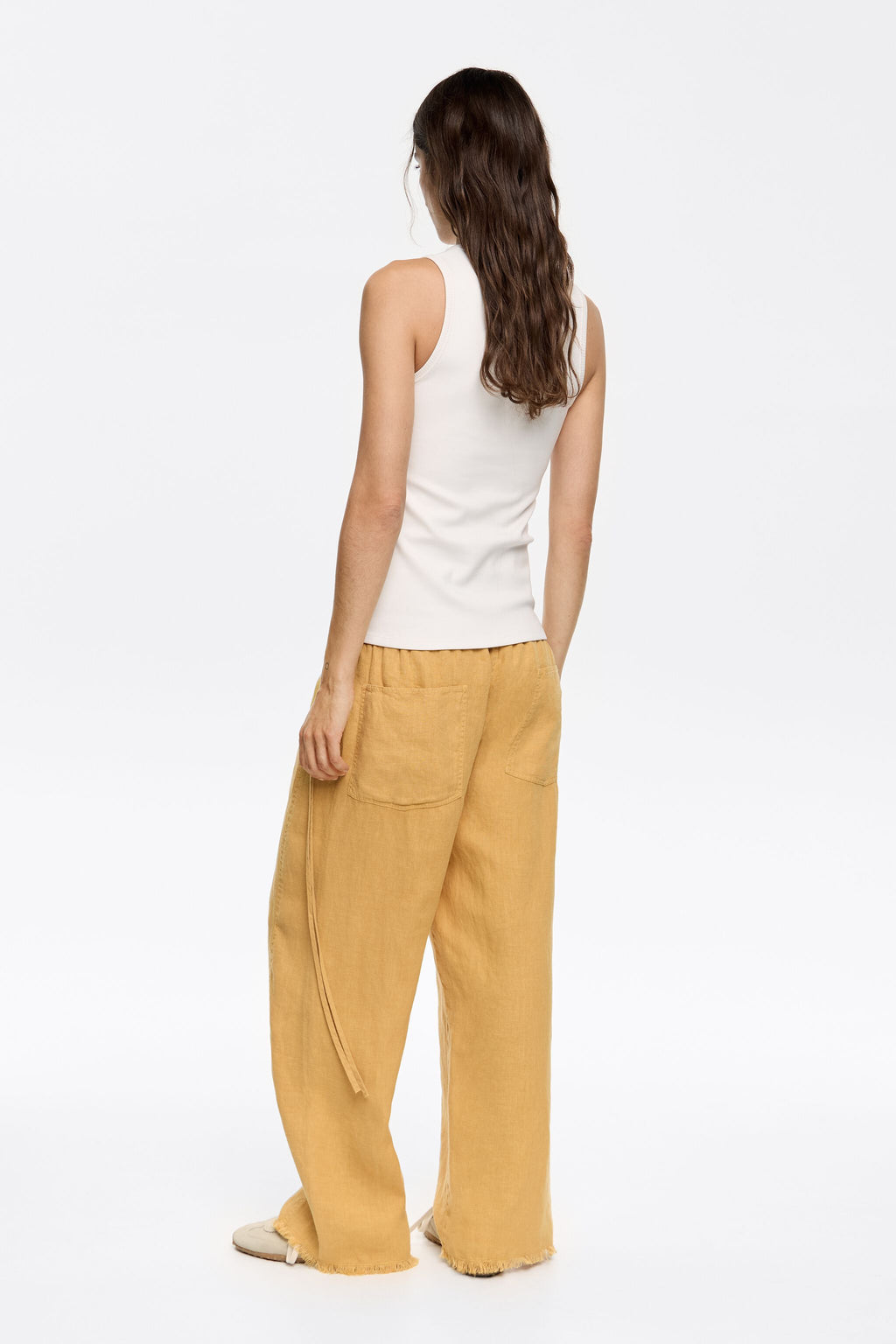 Mustard linen jogger trousers