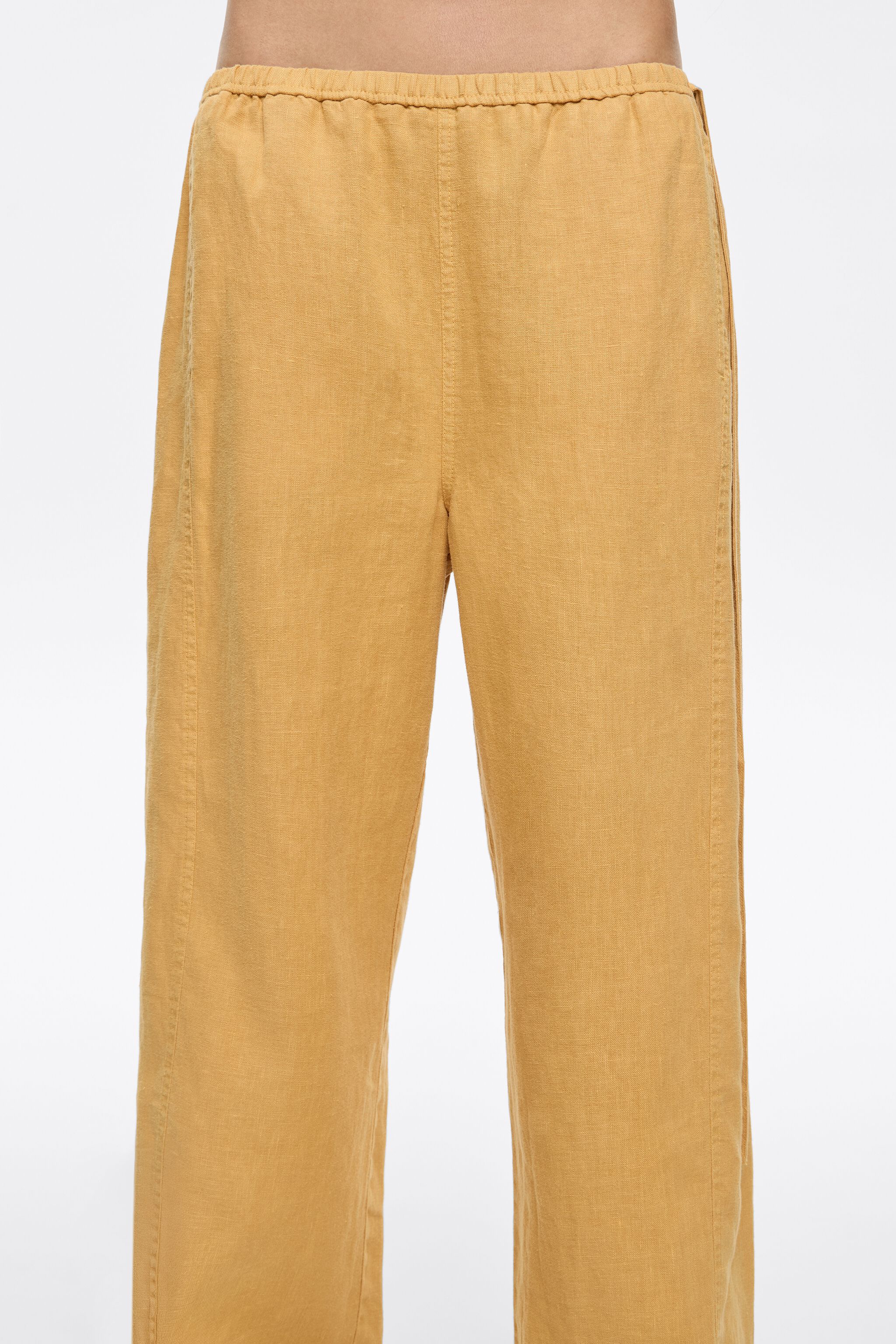 Mustard linen jogger trousers