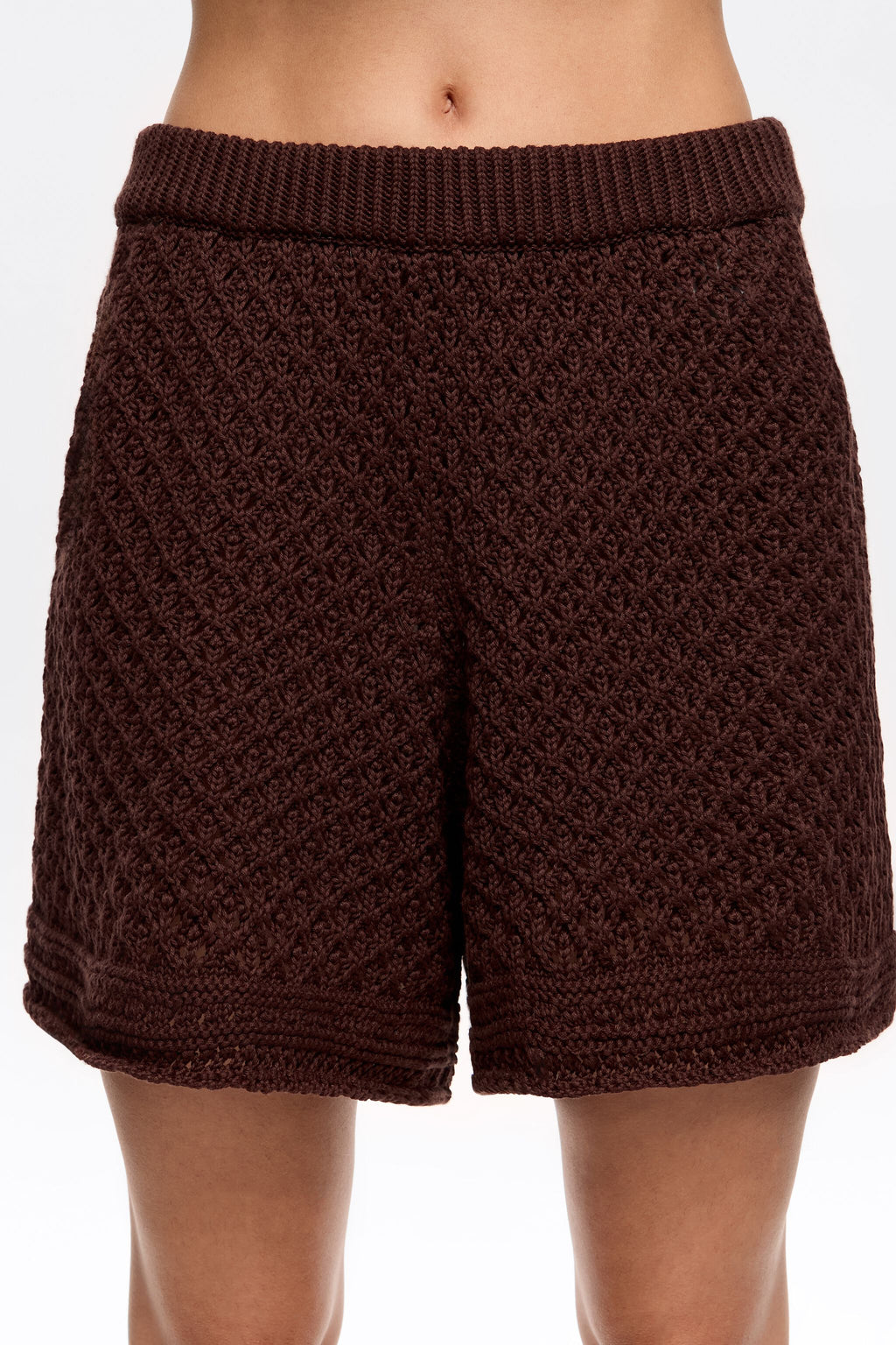 Dark brown crochet shorts