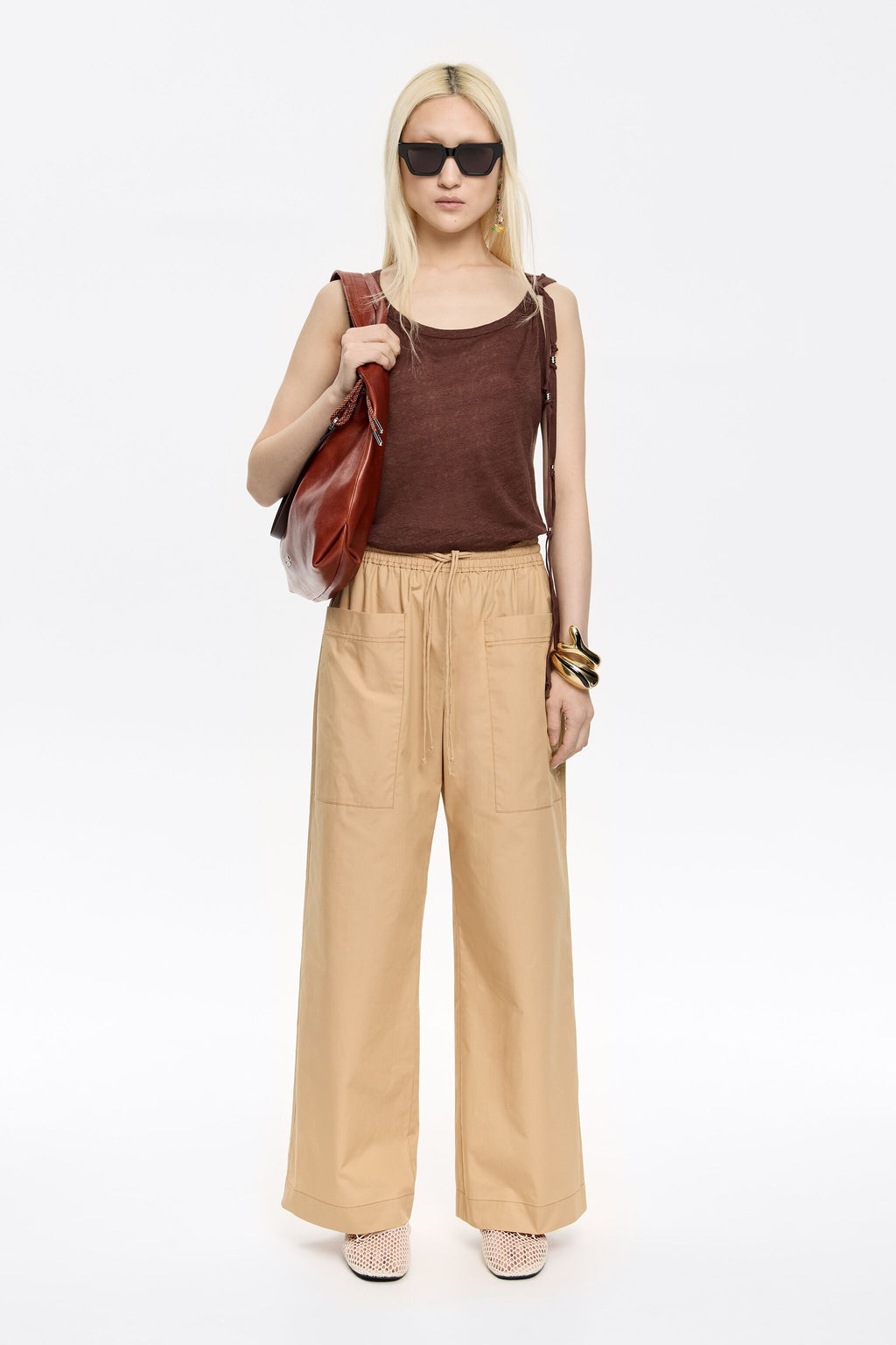 Camel cotton joggers