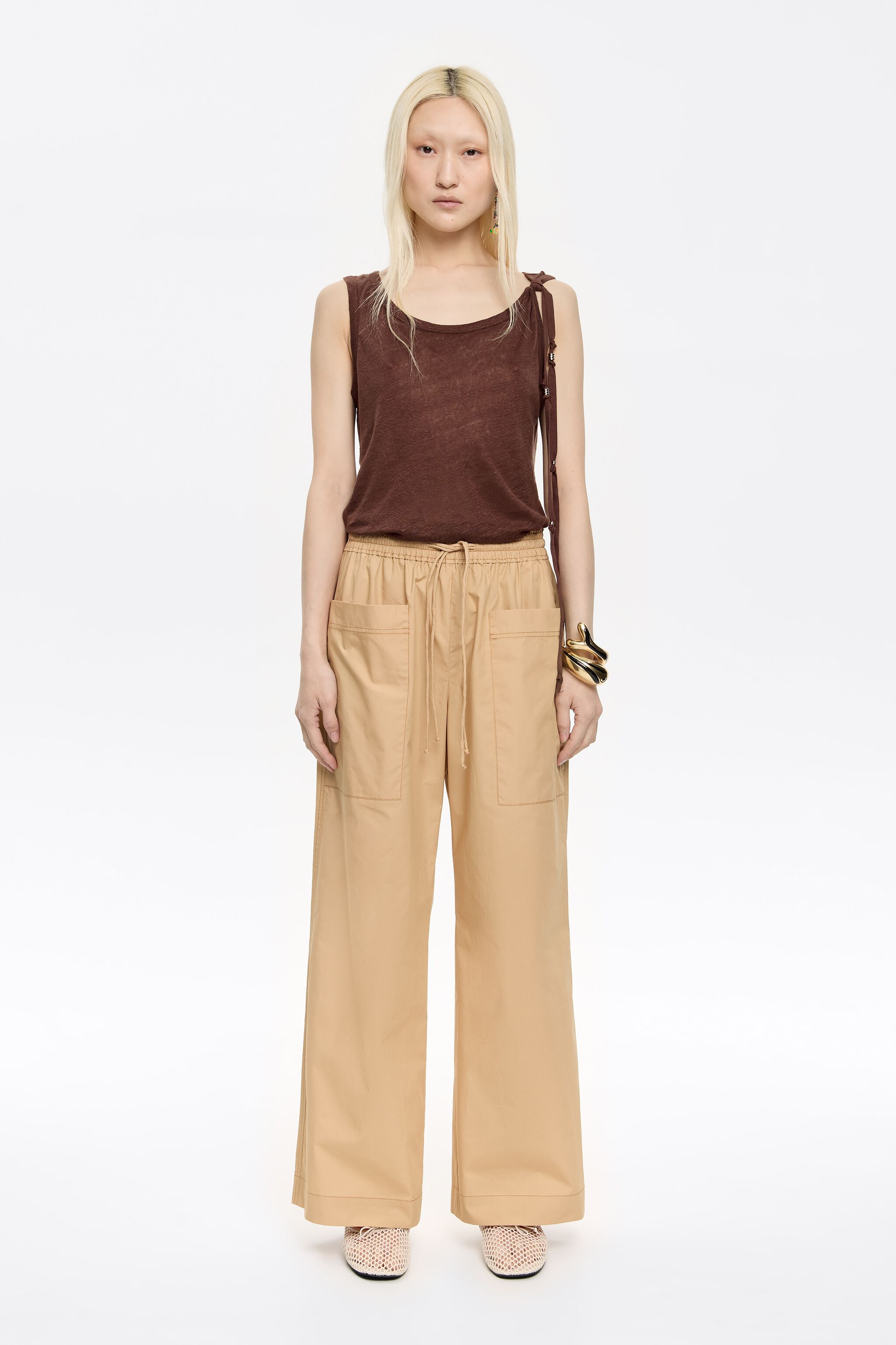 Camel cotton joggers