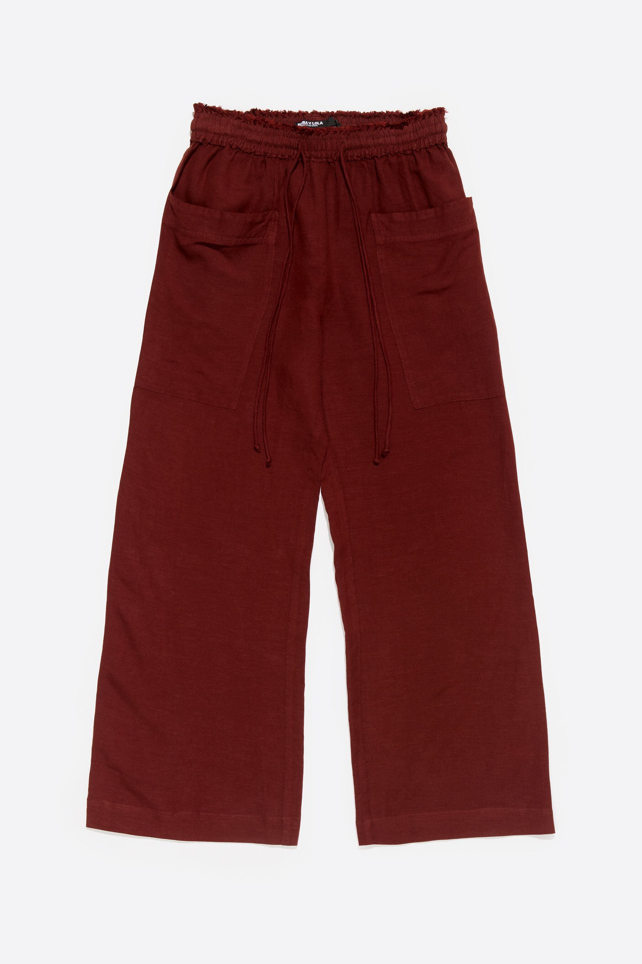 Brown linen jogger trousers with maxi pockets