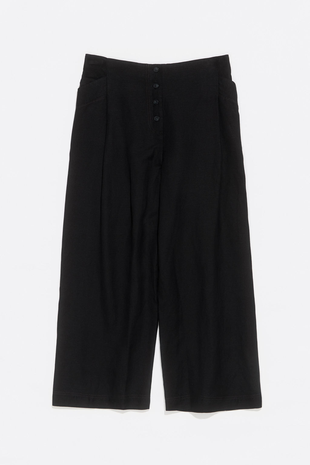 Black linen darted trousers