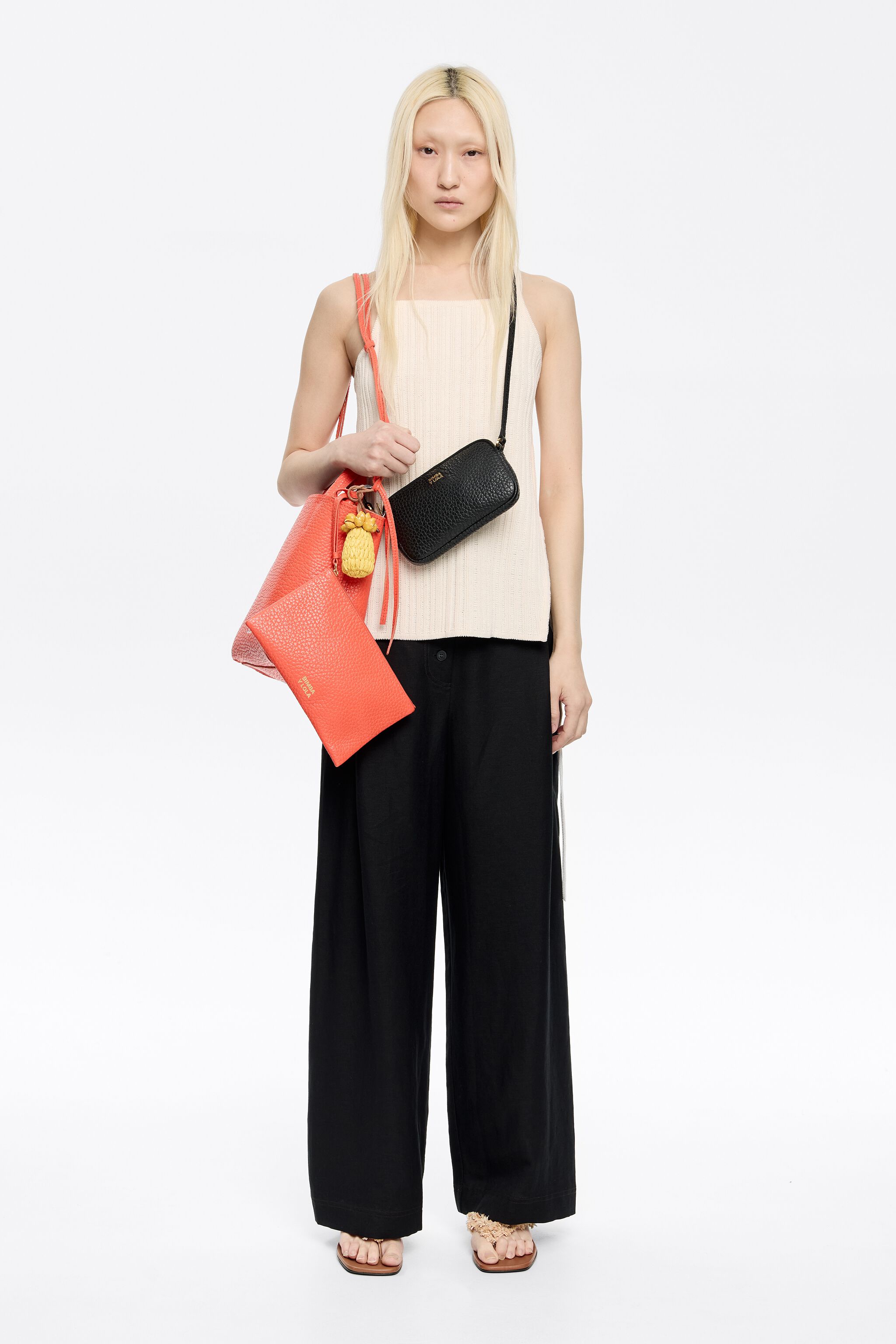 Black linen darted trousers