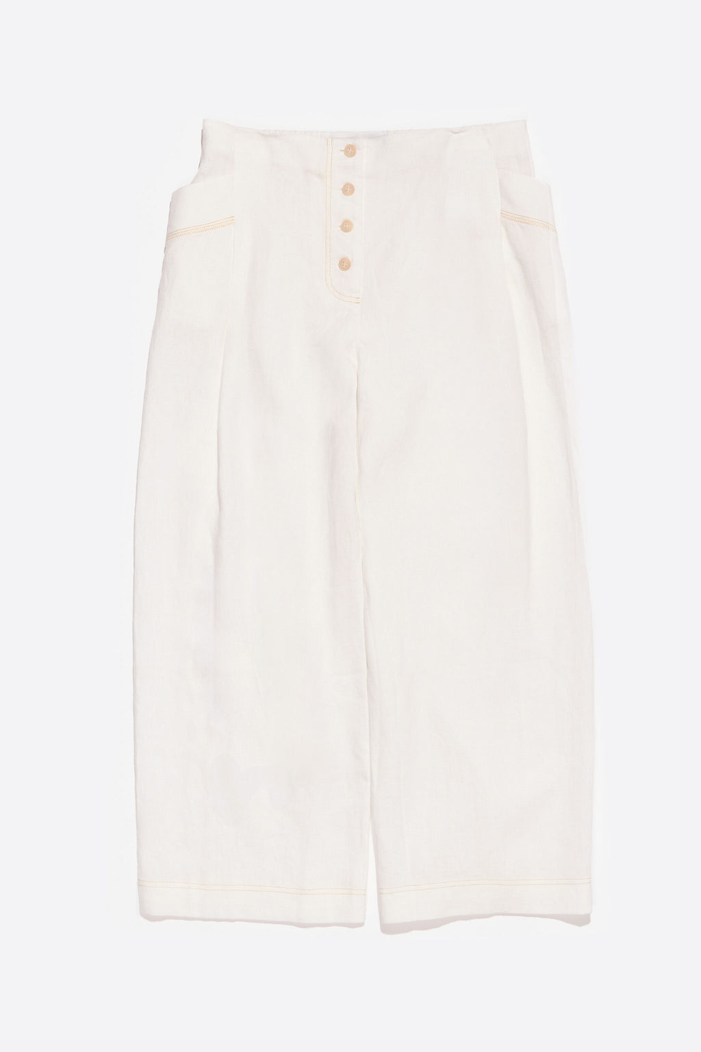 Ivory linen darted trousers