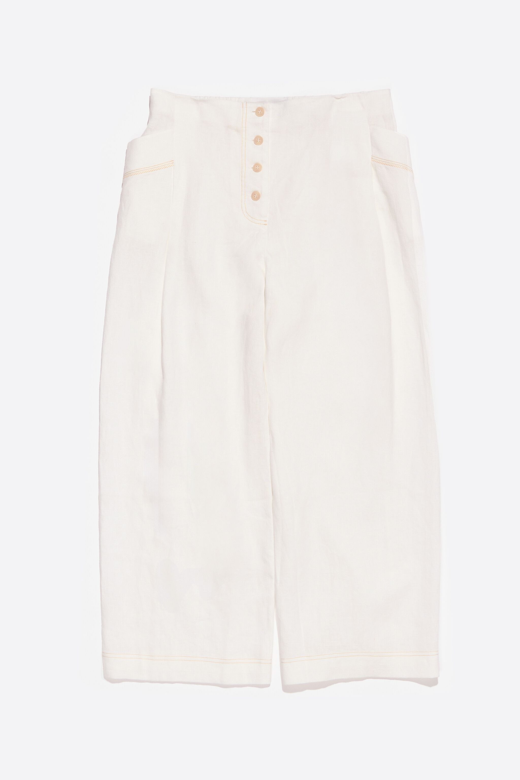 Ivory linen darted trousers