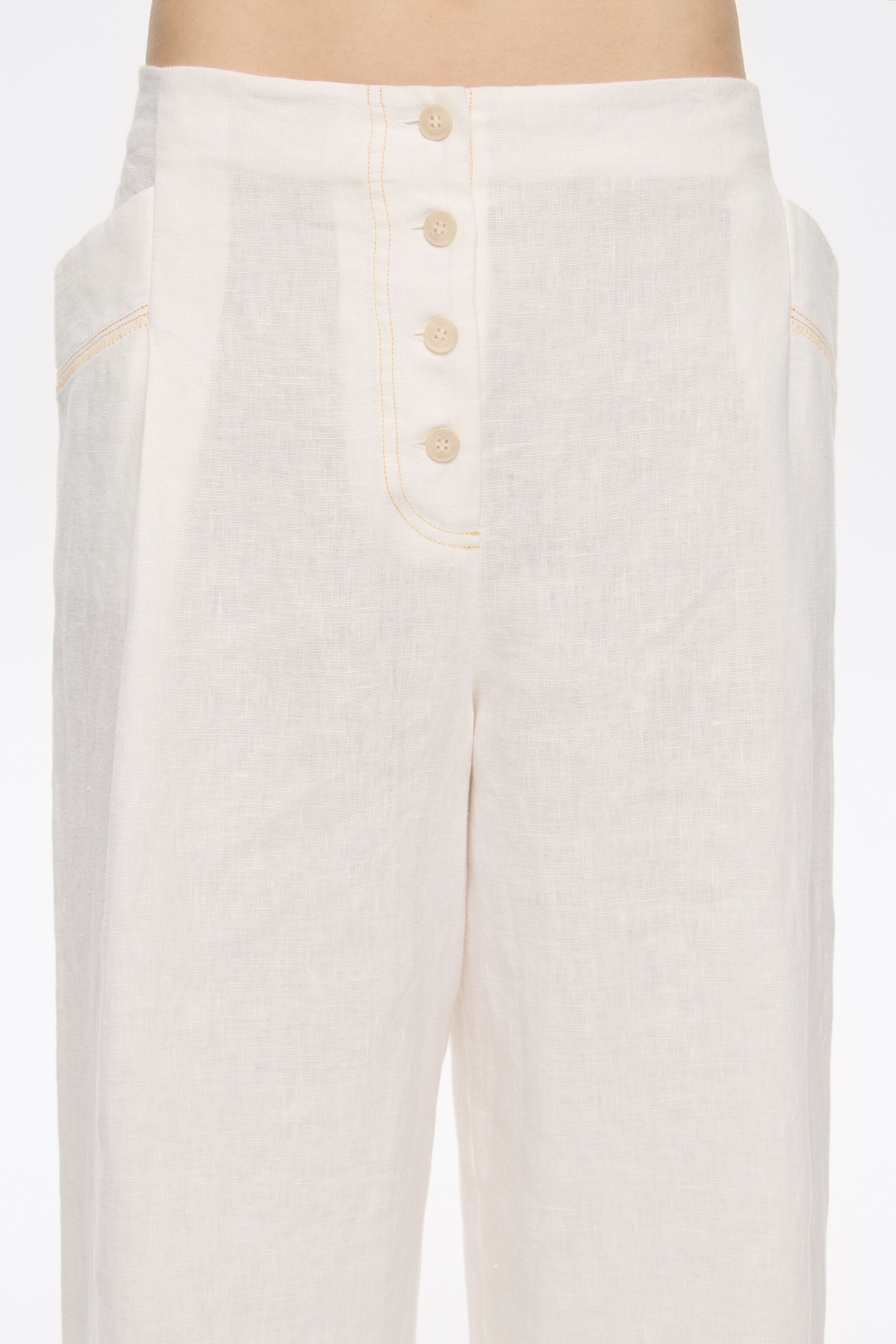 Ivory linen darted trousers