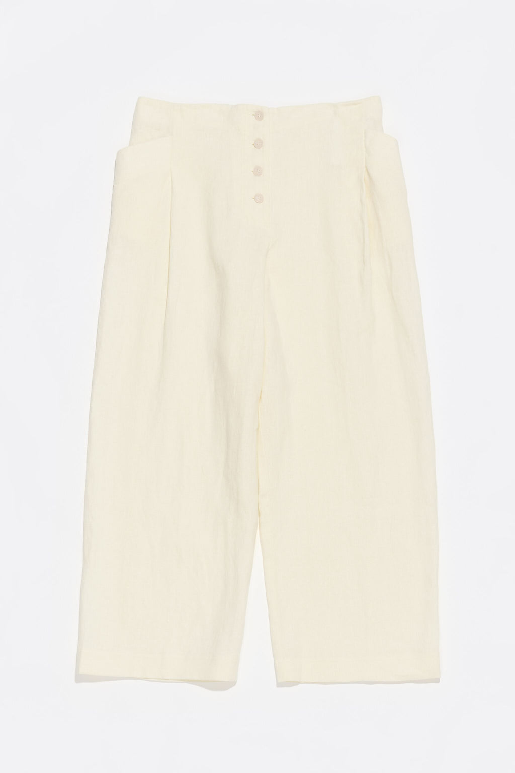 Light yellow linen darted trousers