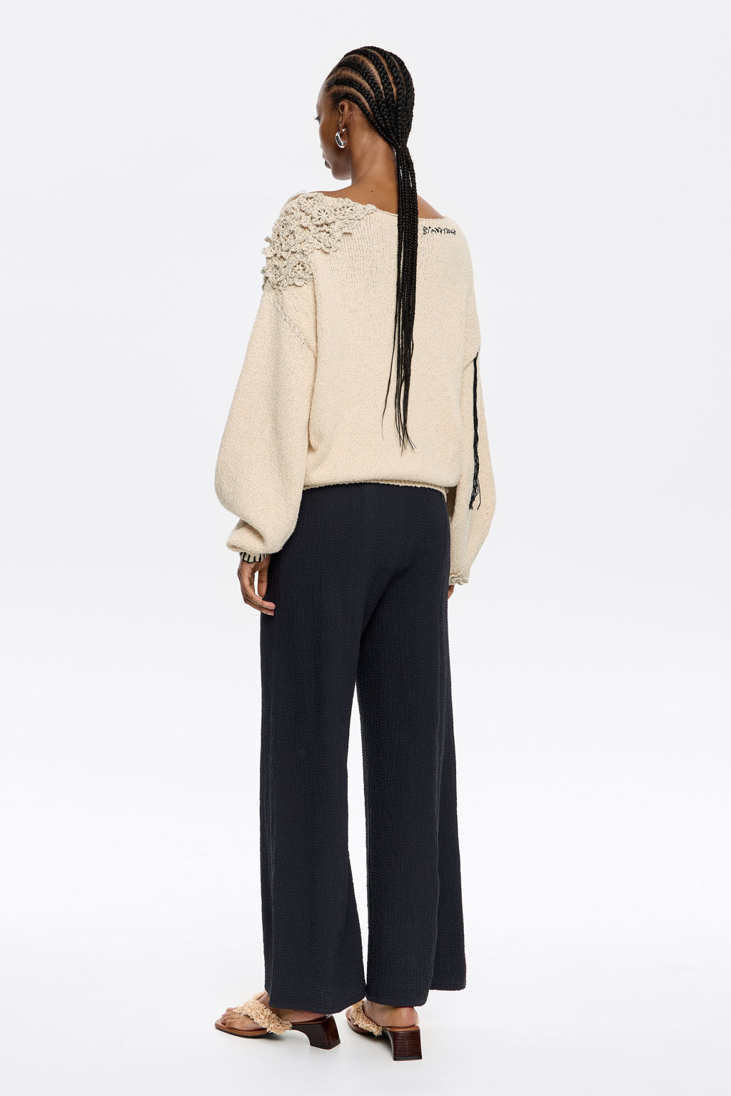 Anthracite ankle-length trousers