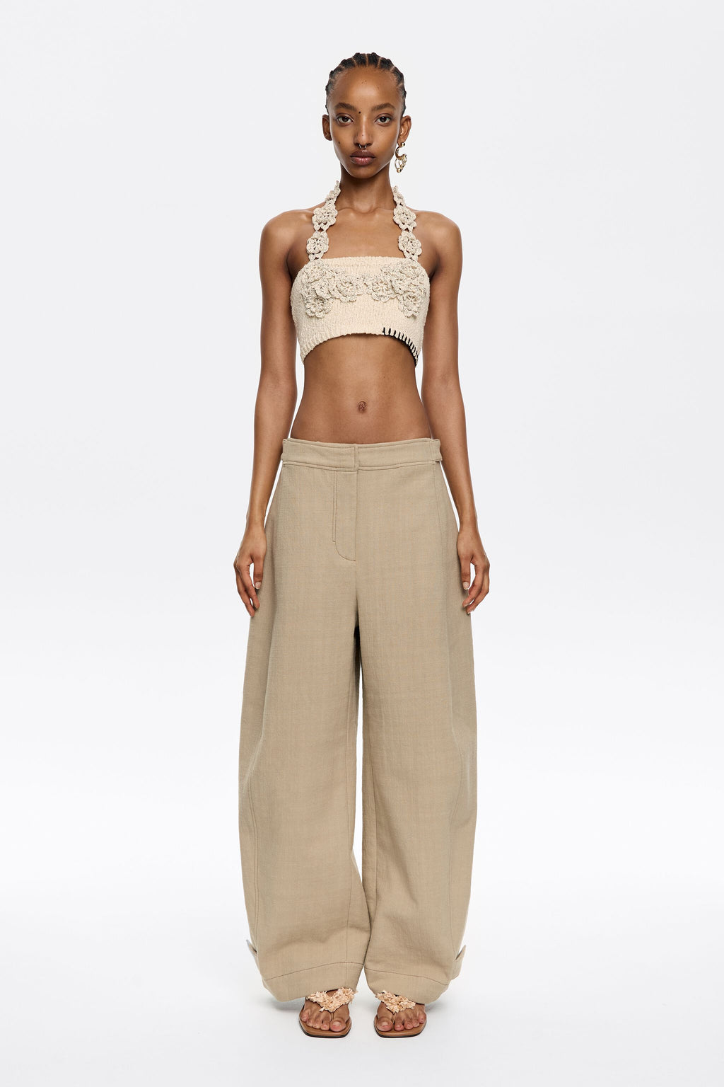 Sand oversize fluid trousers
