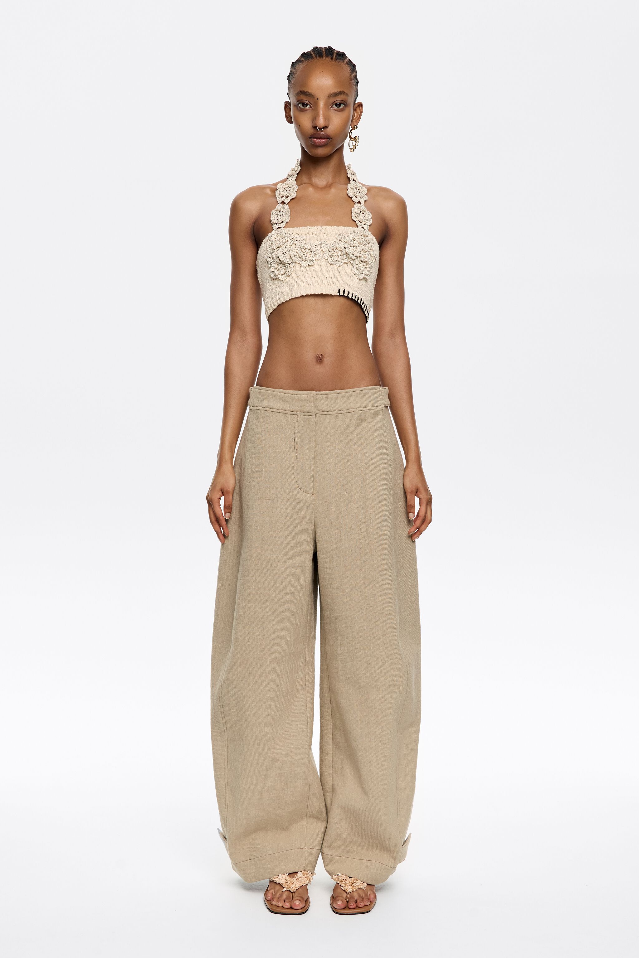 Sand oversize fluid trousers