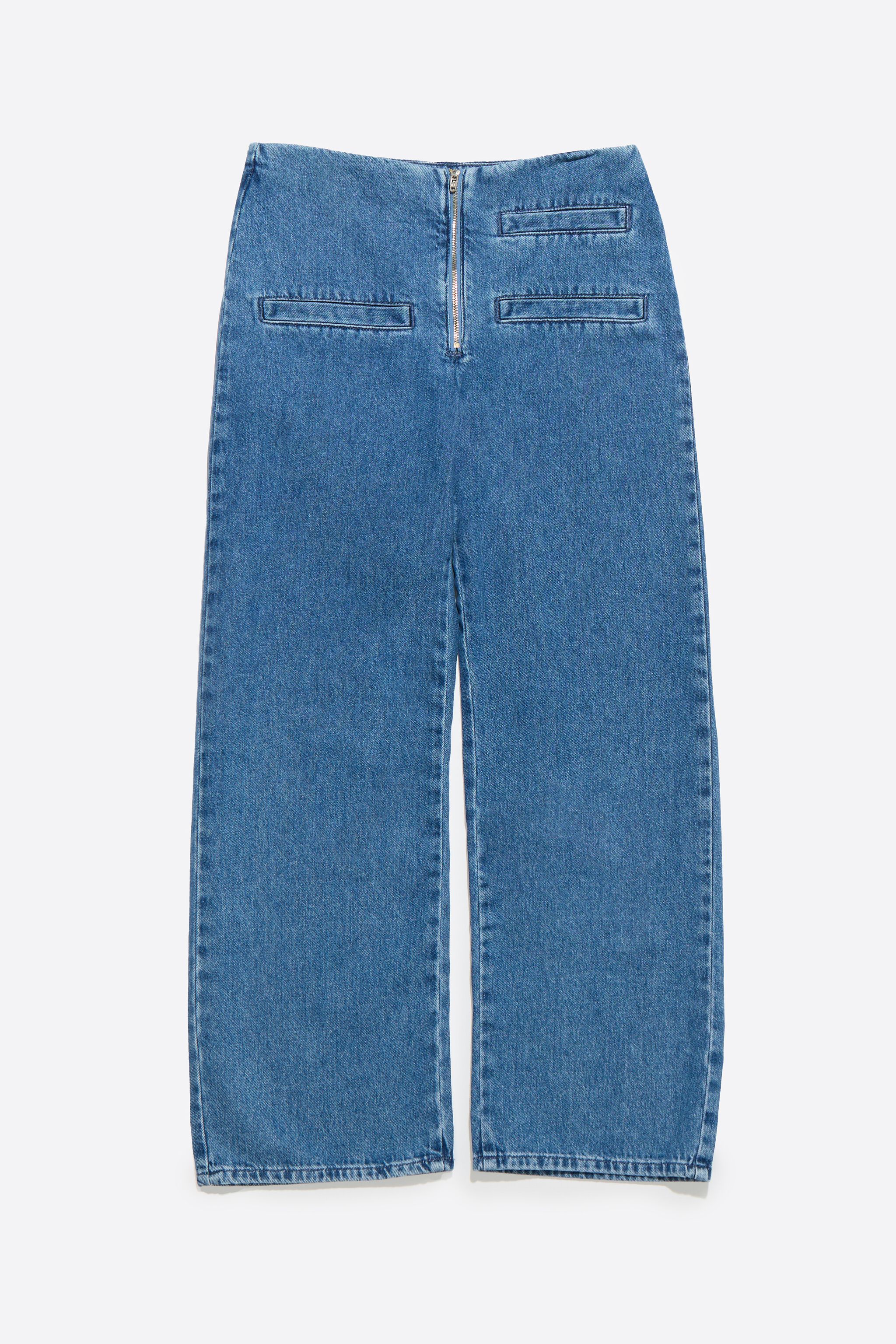 Mid-blue denim ankle-length jeans